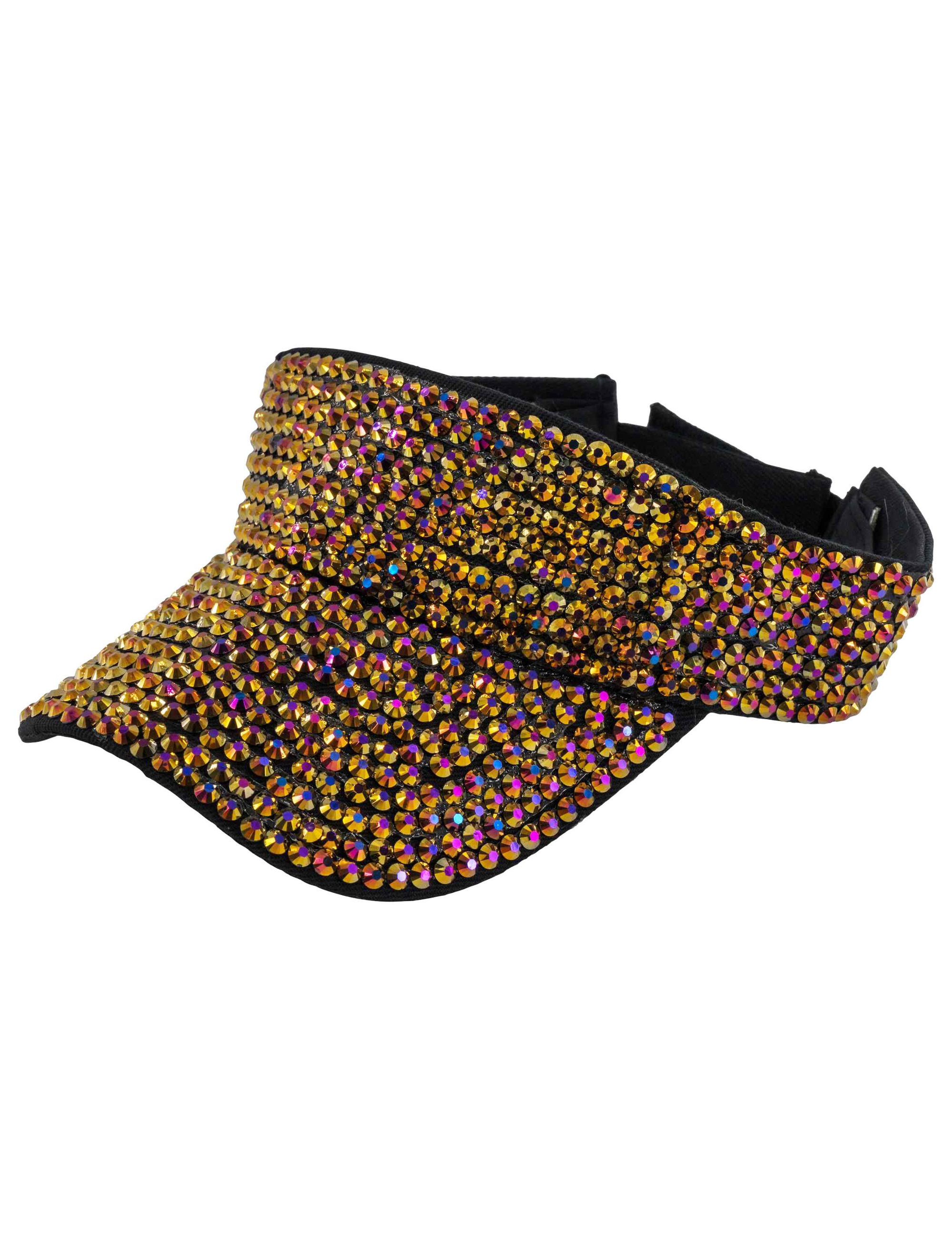 Sonnencap Strasssteine gold/schwarz one size