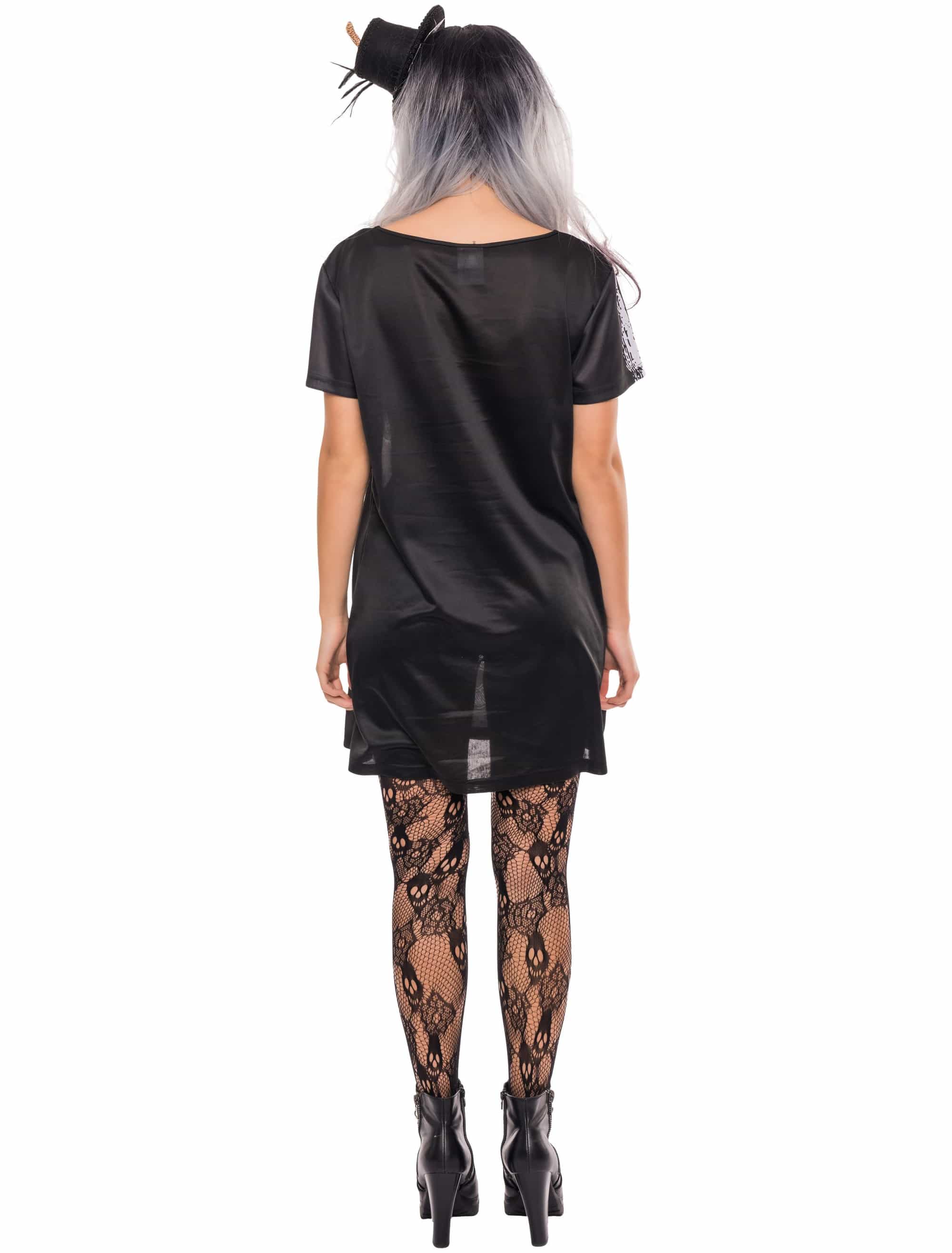 T-Shirtkleid Skelett Damen schwarz/weiß L/XL
