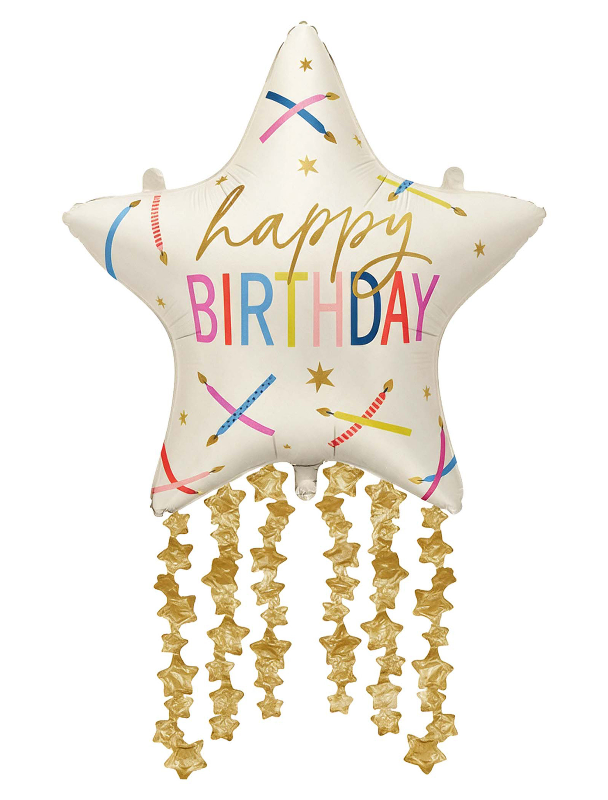 Folienballon Stern Happy Birthday 56 x 85cm weiß/blau