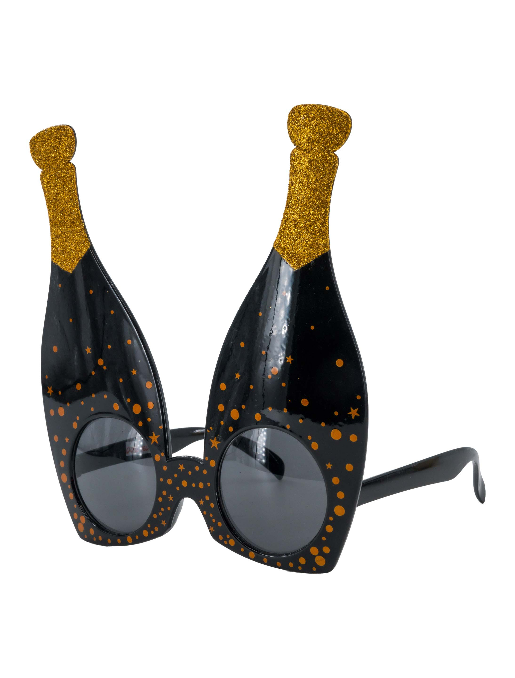 Brille Sektflaschen schwarz/gold