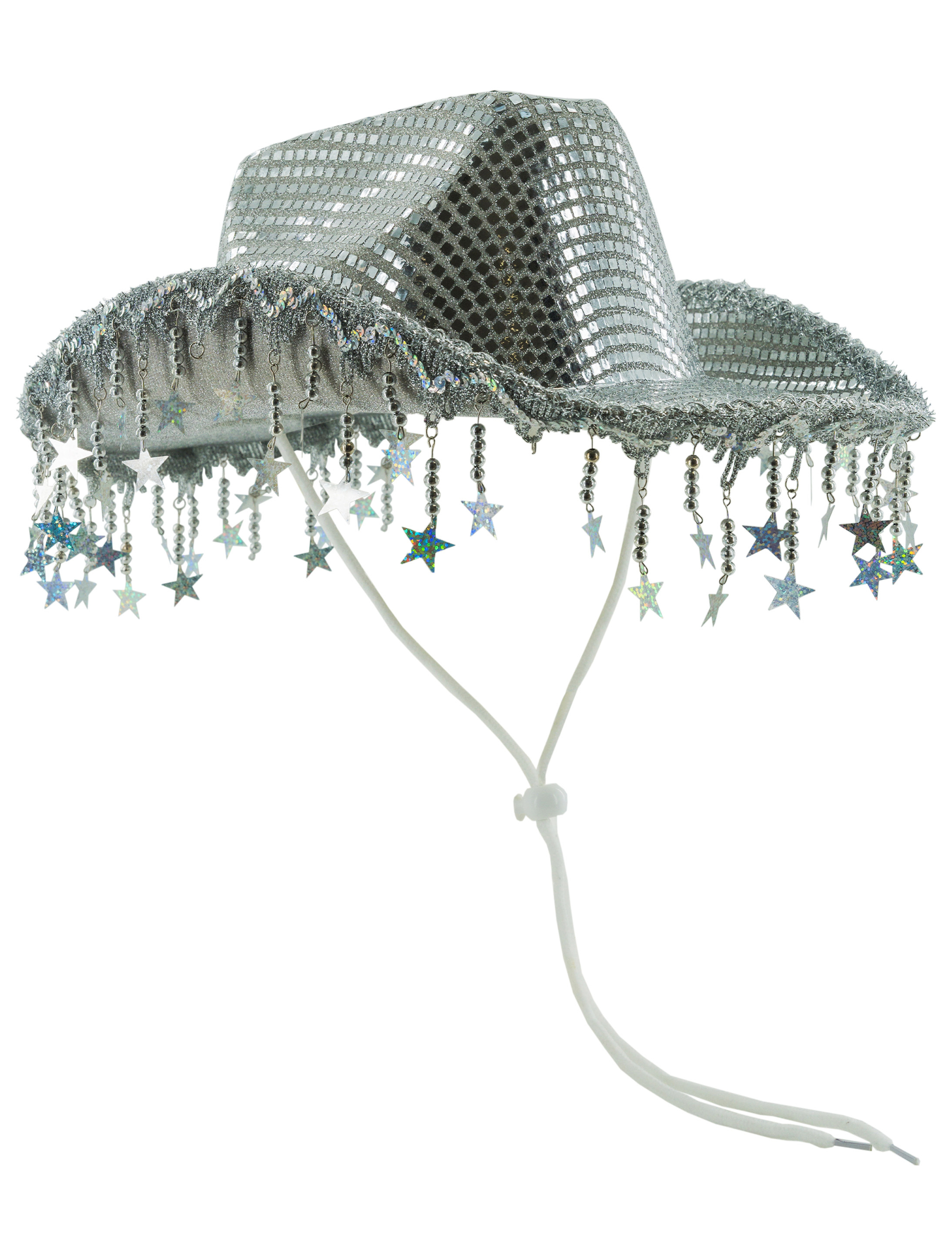 Cowgirlhut Metallic mit Sternenfransen silber 58