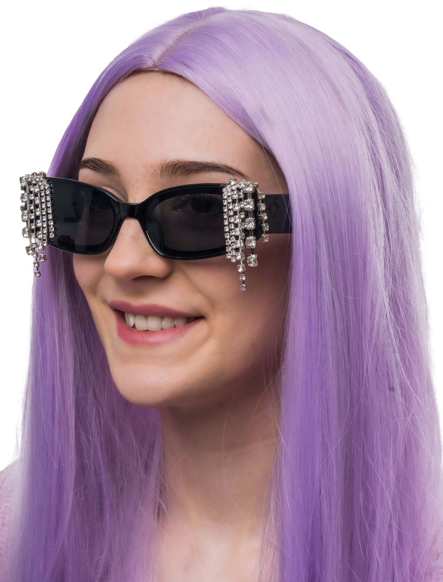 Brille mit Strass schwarz/silber