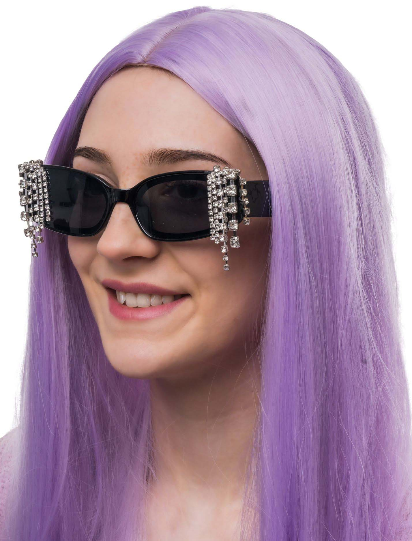 Brille mit Strass schwarz/silber