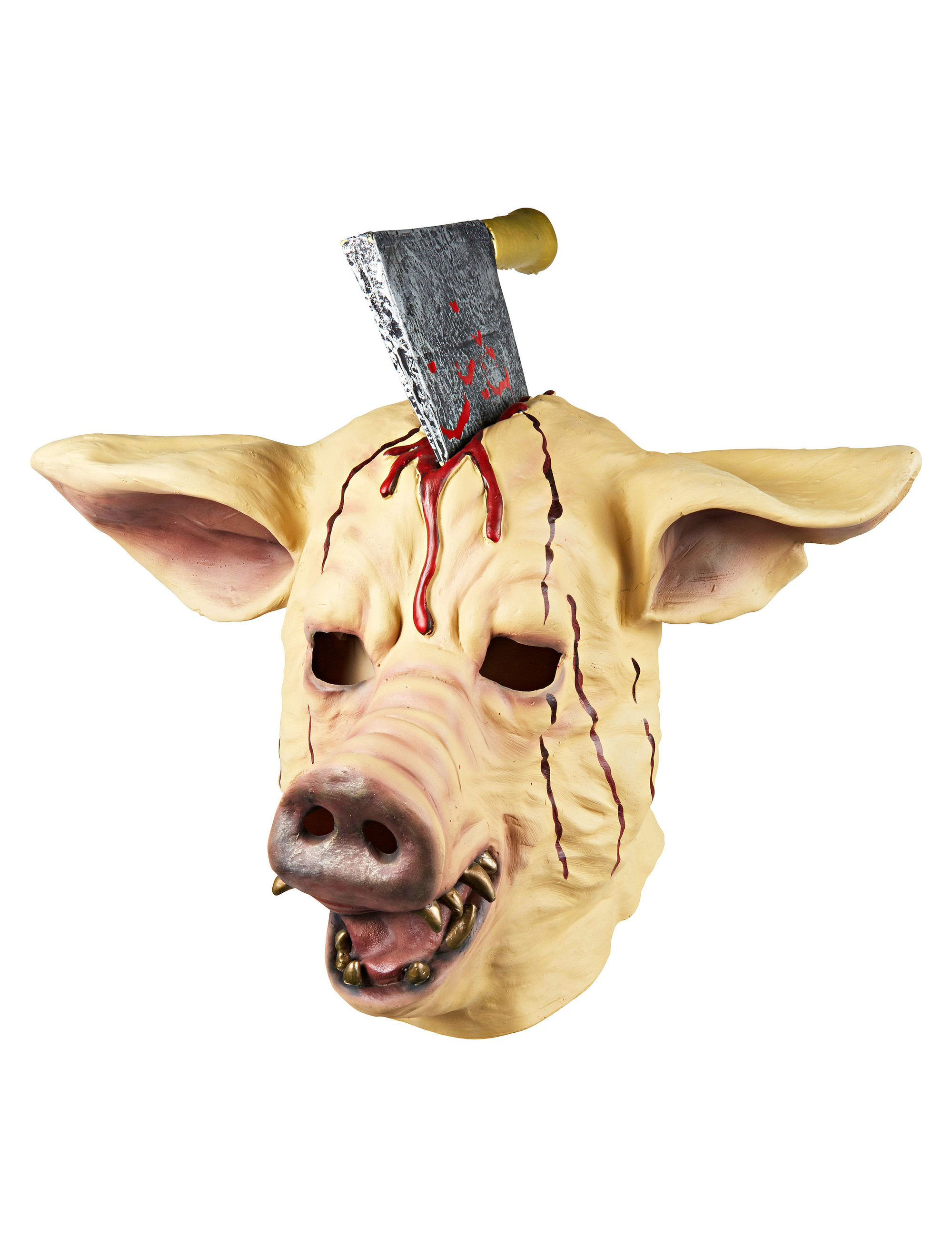 Latexmaske Schwein mit Beil