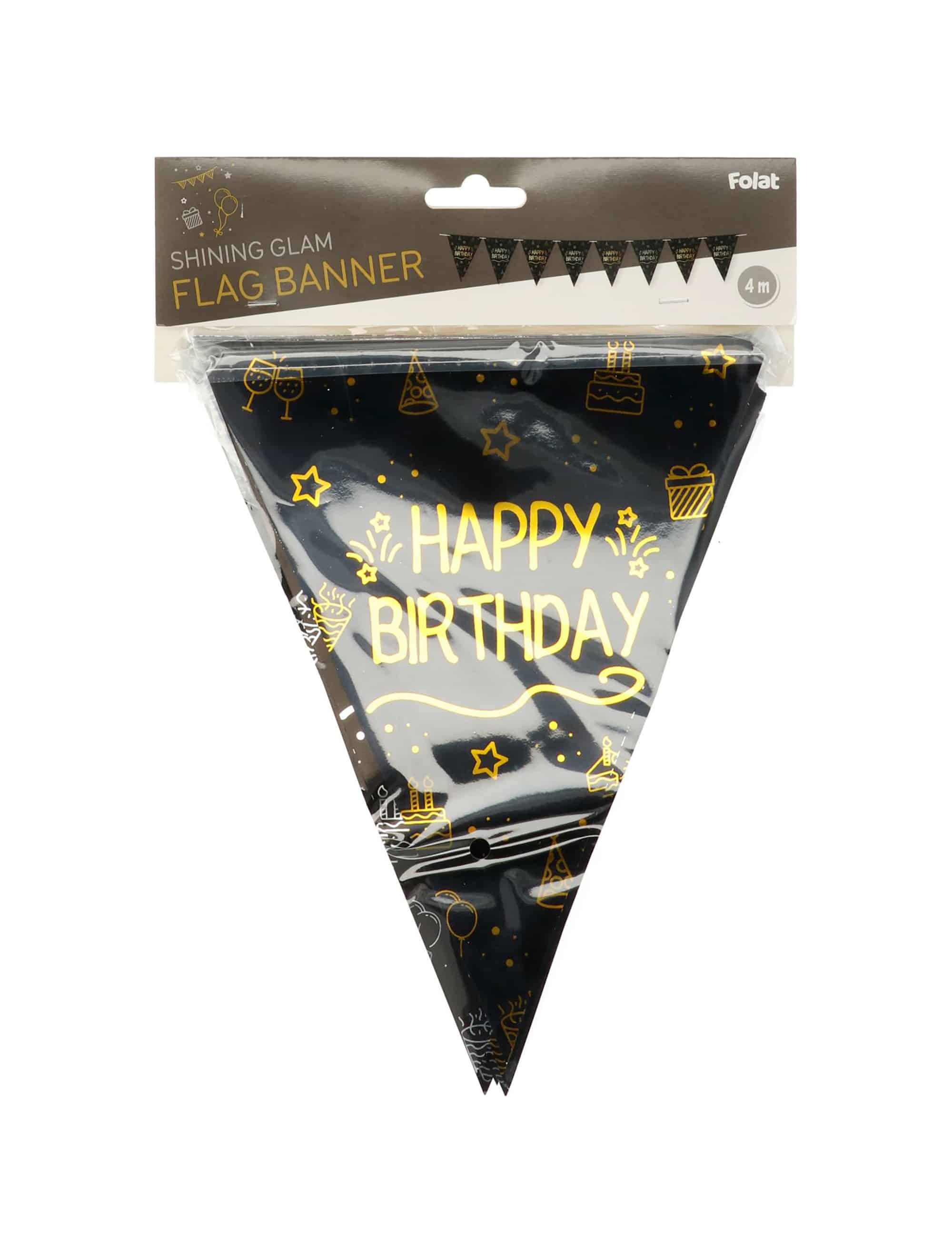 Wimpelkette Happy birthday 4m schwarz