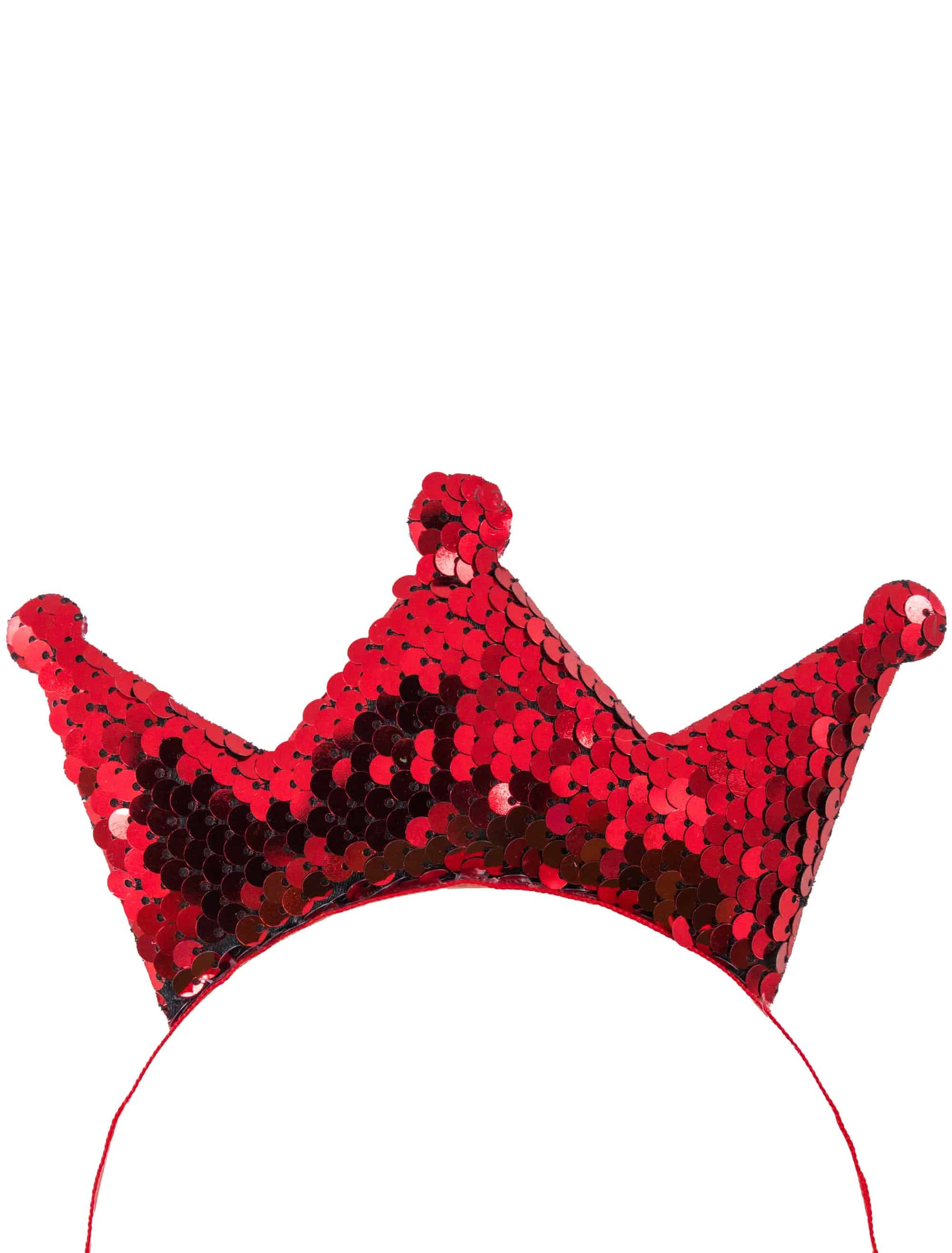 Haarreif Krone aus Pailletten rot
