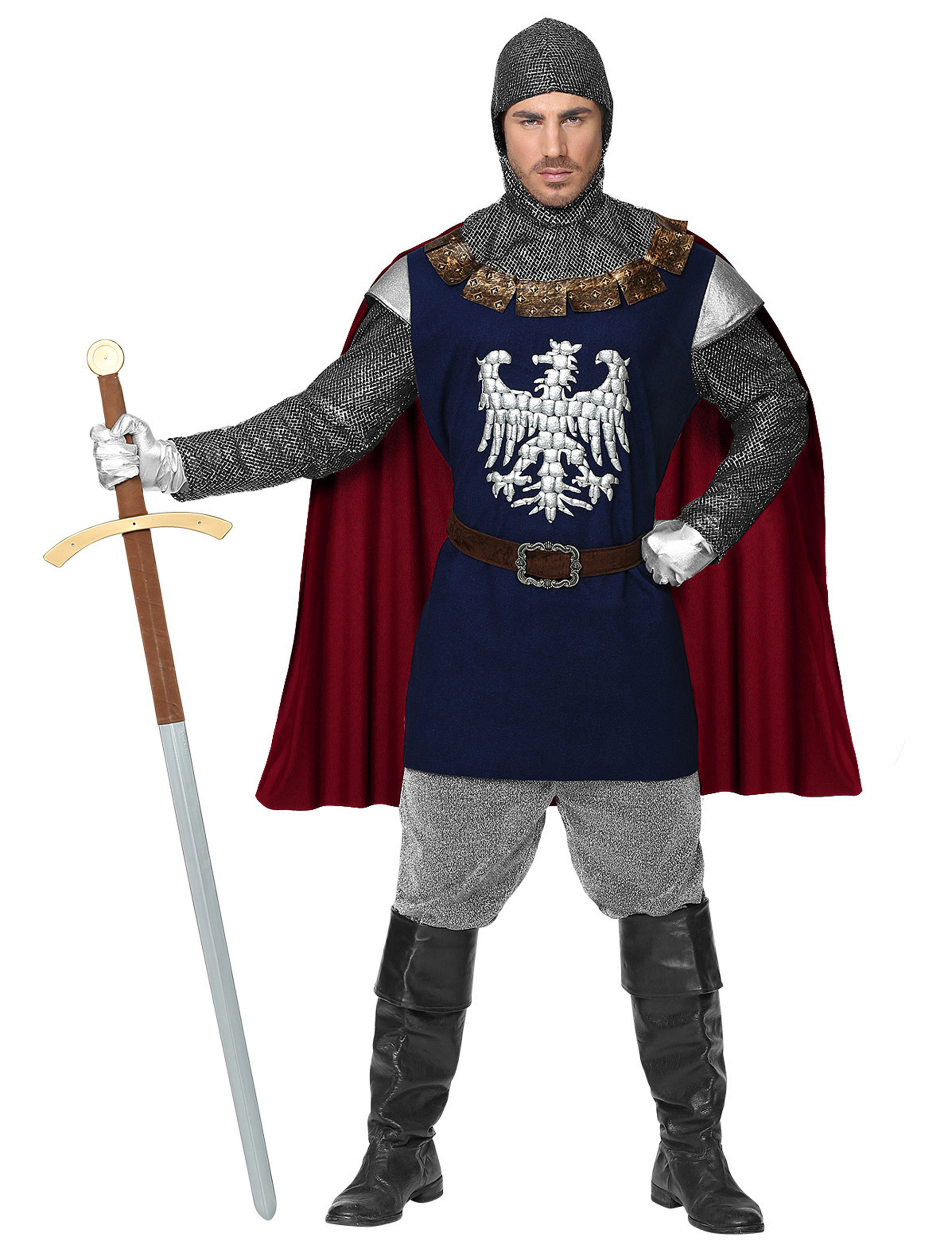 Ritter mit Umhang 3-tlg. Herren blau/silber M