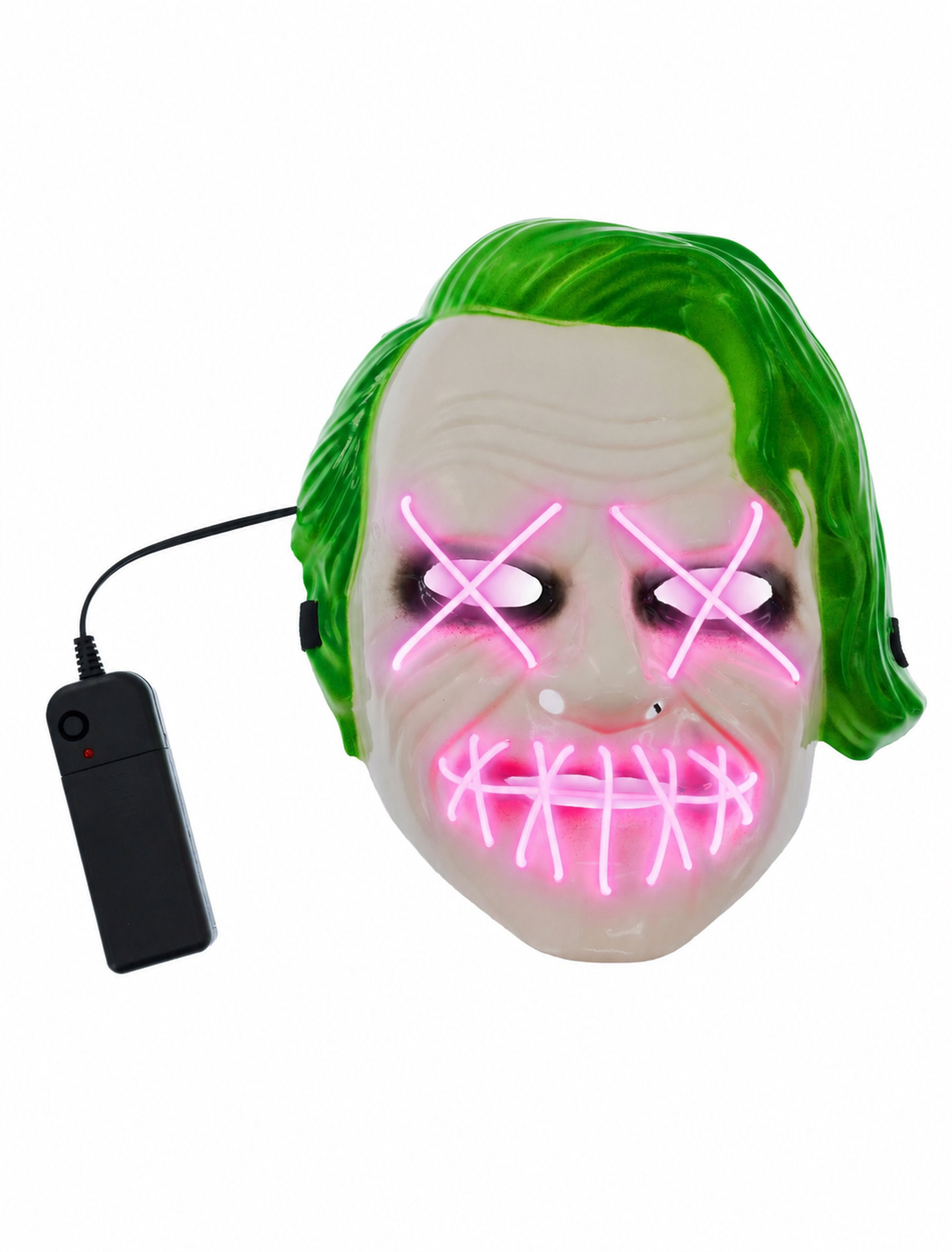 LED Maske Schurke grün/weiß