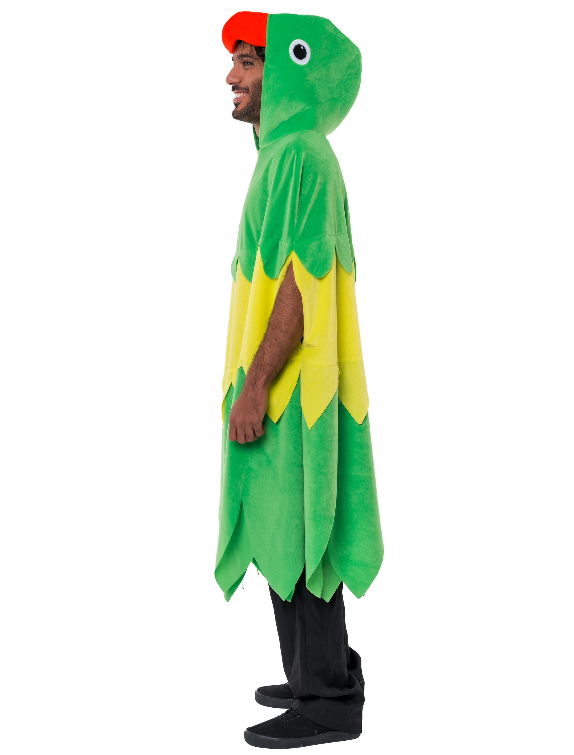 Poncho Plüsch Kölner Papagei grün one size
