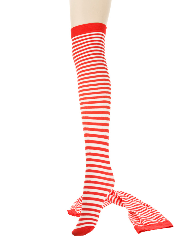 Overknee Strümpfe gestreift Damen rot/weiß one size
