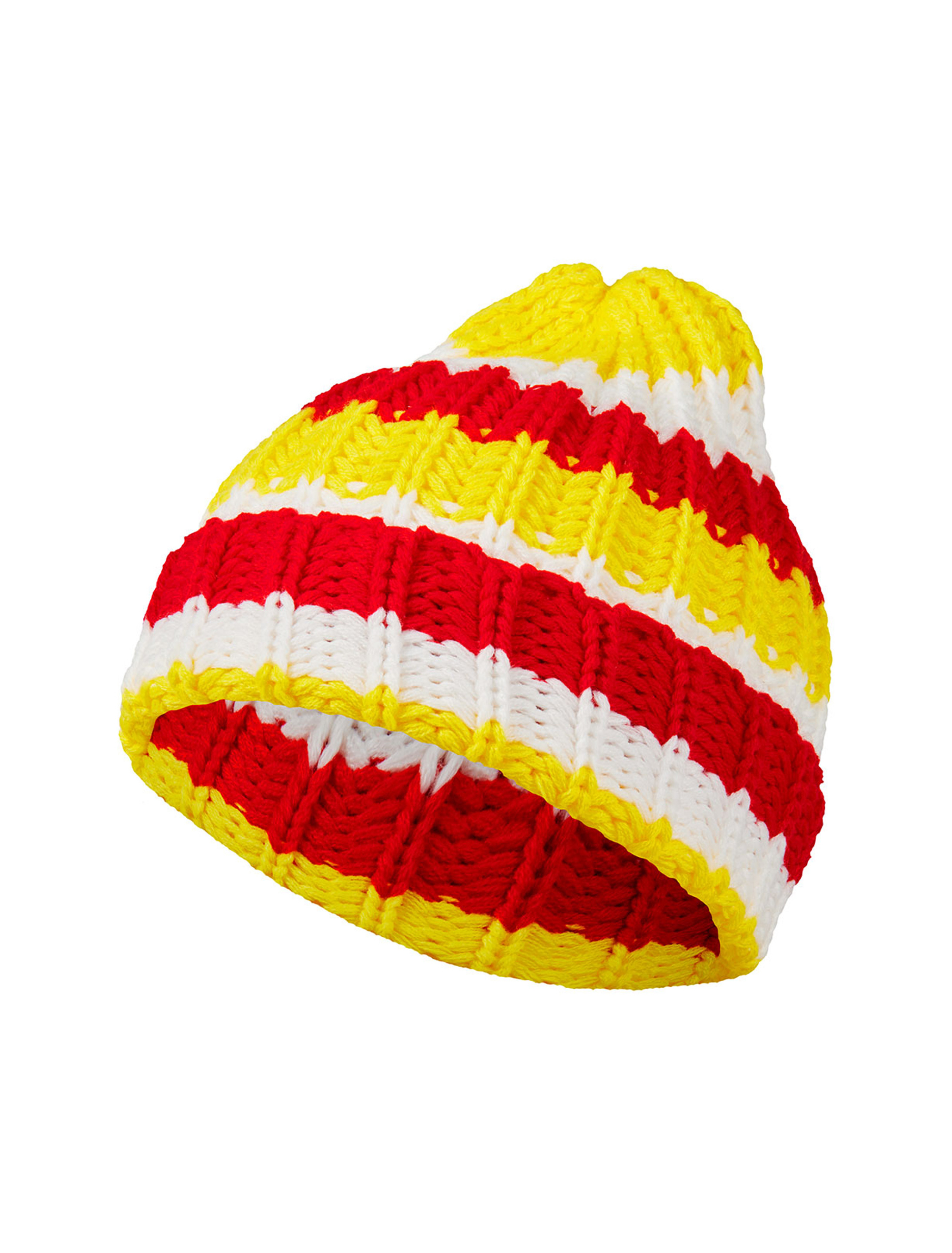 Strickmütze rot/weiß/gelb one size