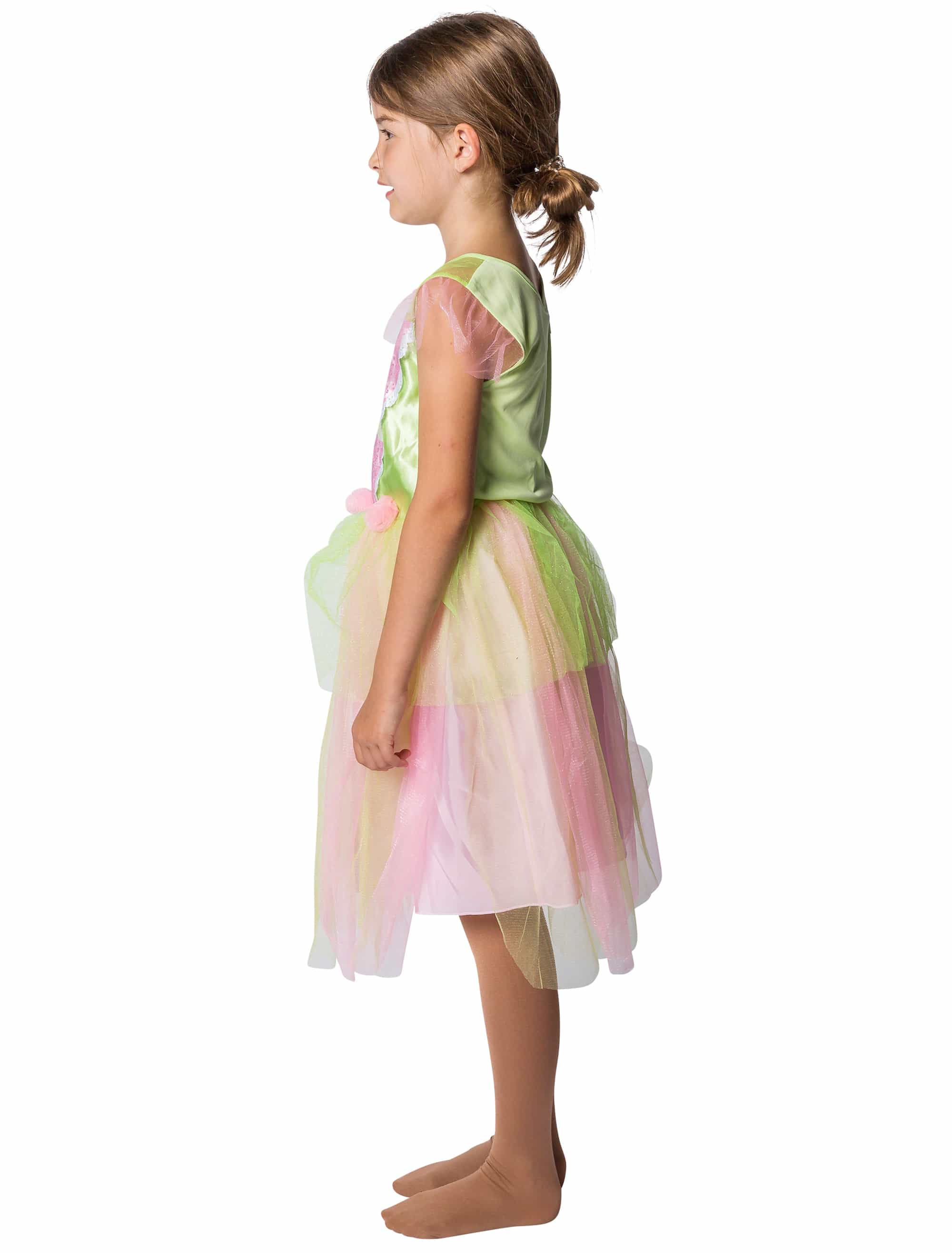 Kleid Fee Kinder Mädchen grün/rosa 7-8 Jahre