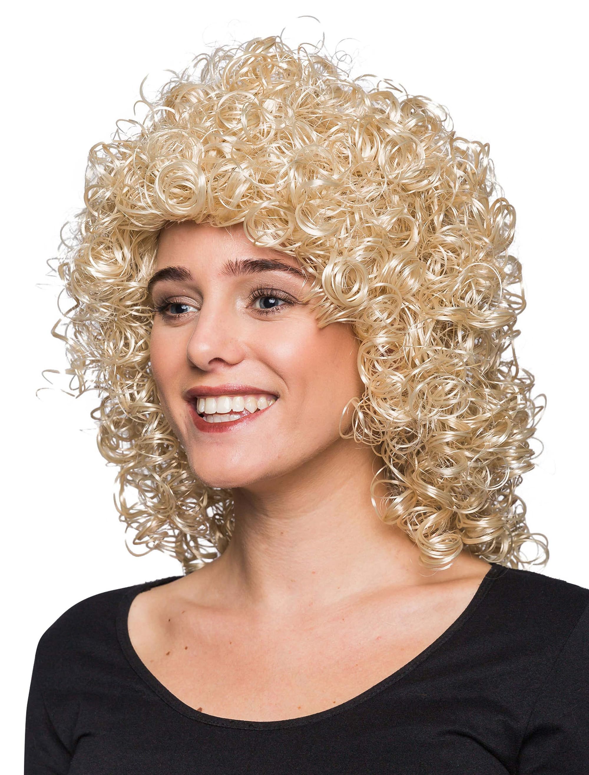 Perücke mittelang wilde Locken blond one size