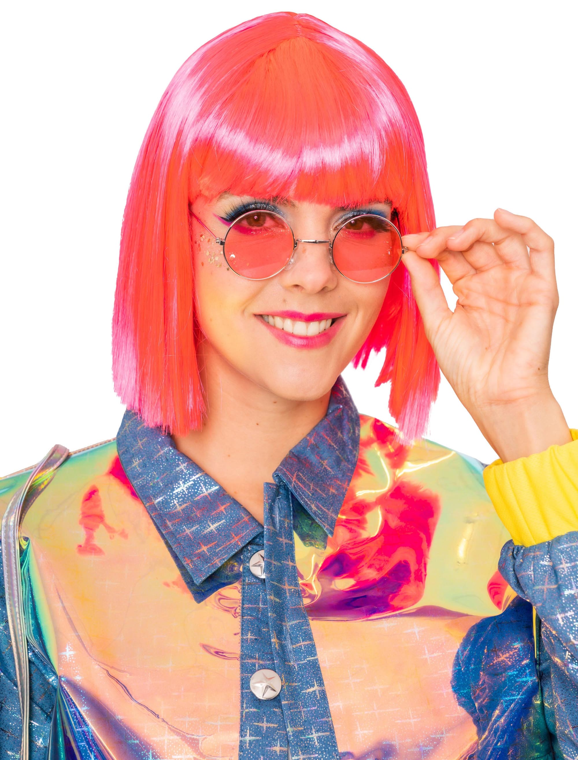 Perücke Pagenkopf neonpink one size