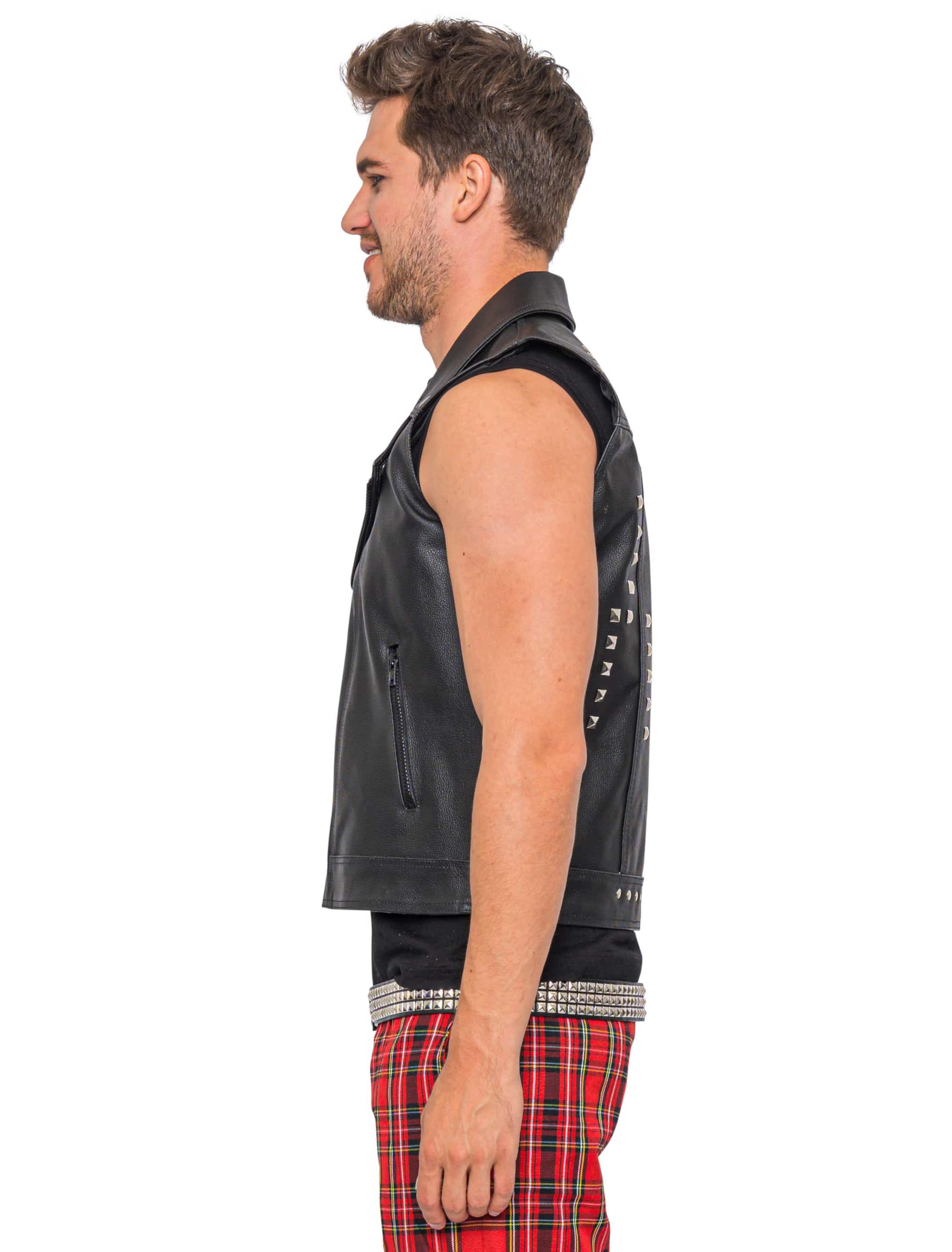 Lederweste Punker Herren schwarz XS
