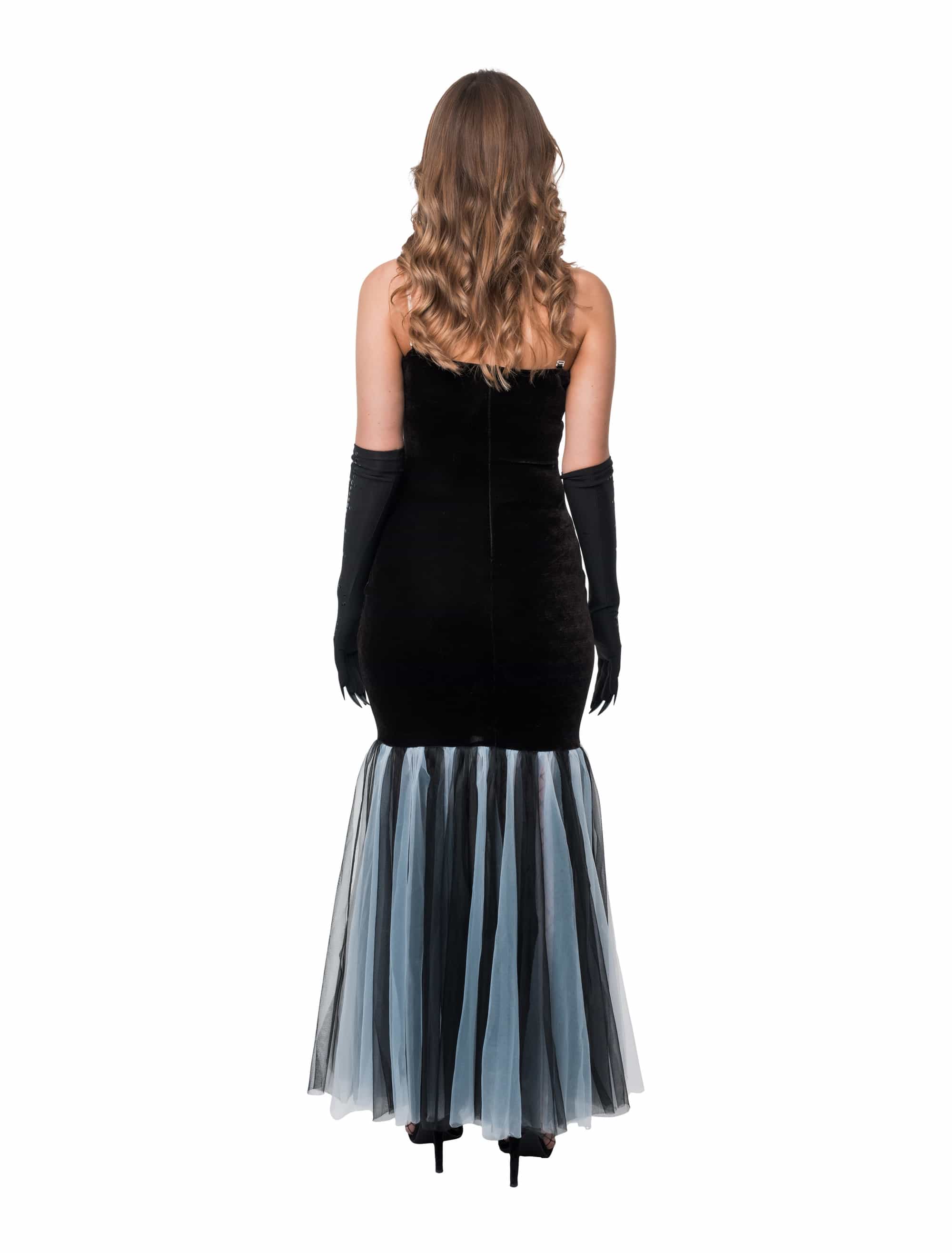 Kleid mit Skelett-Print Damen schwarz/silber S/M