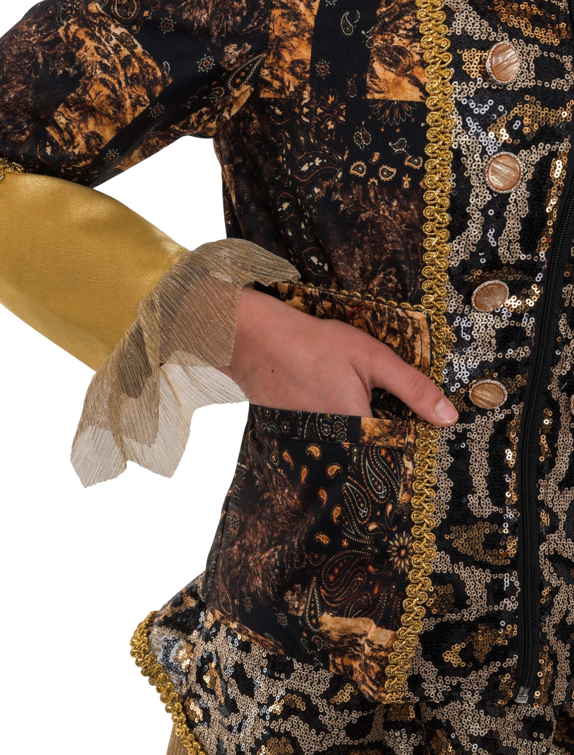 Frack Pailletten Leopard Damen braun/gold M