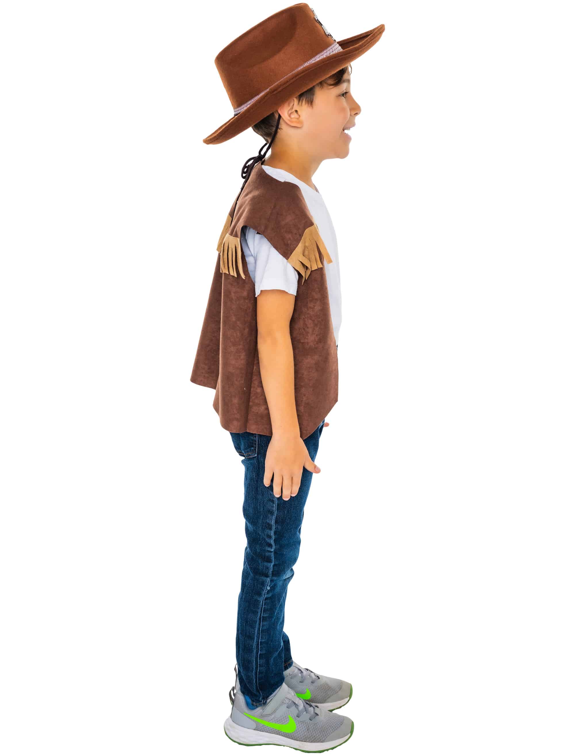 Weste Cowboy Kinder mit Stern braun 98-104