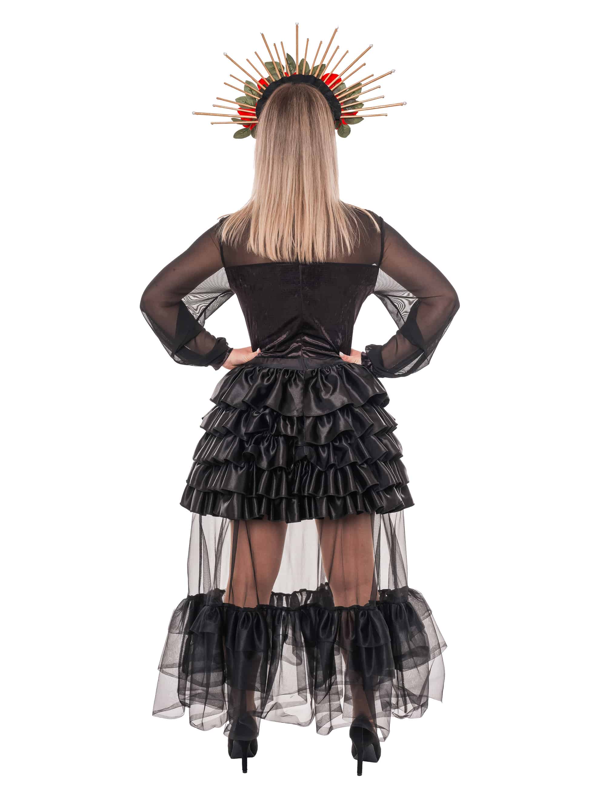 Kleid Dia de los Muertos mit Herz Damen schwarz S/M