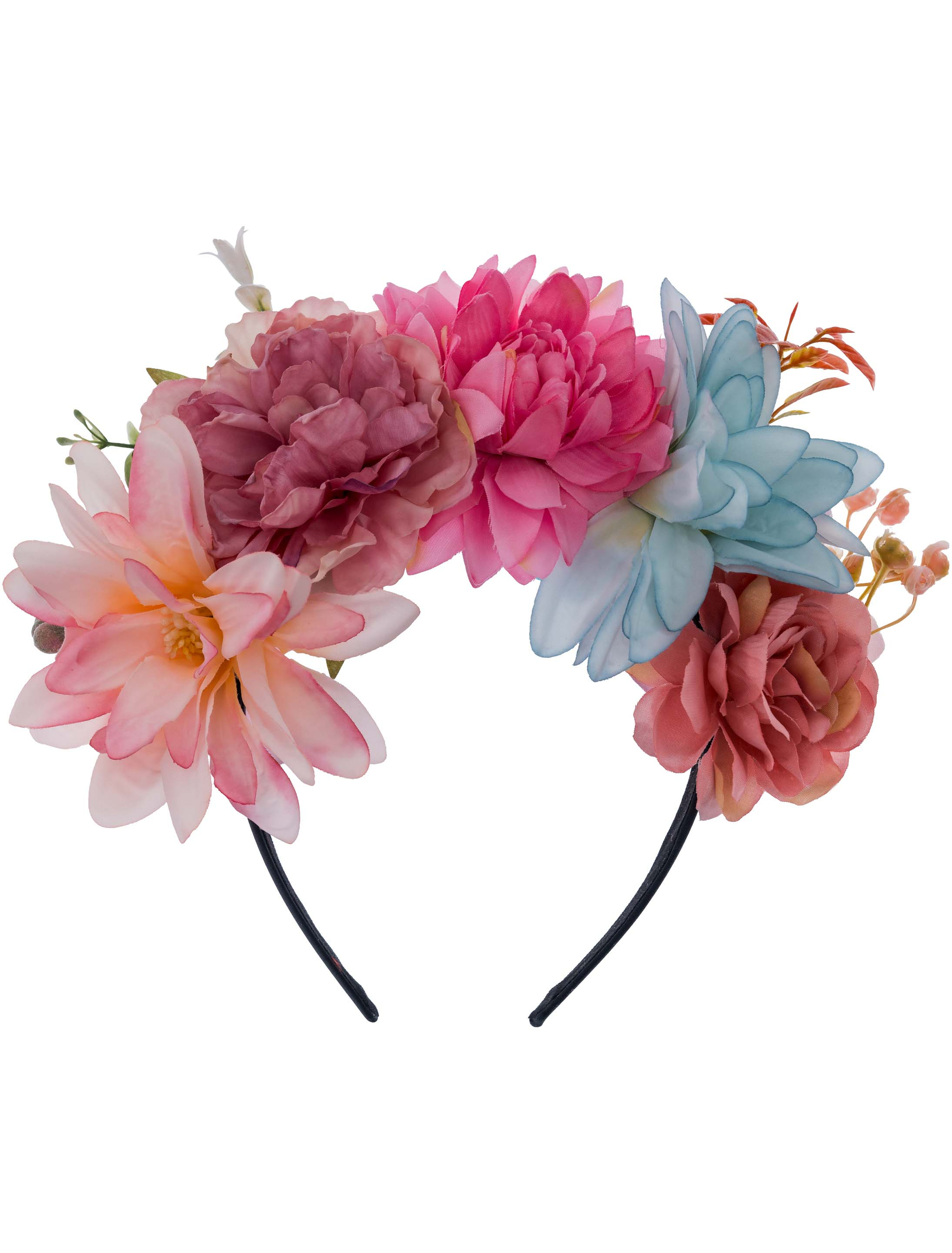 Haarreif Blumen hellblau/rosa
