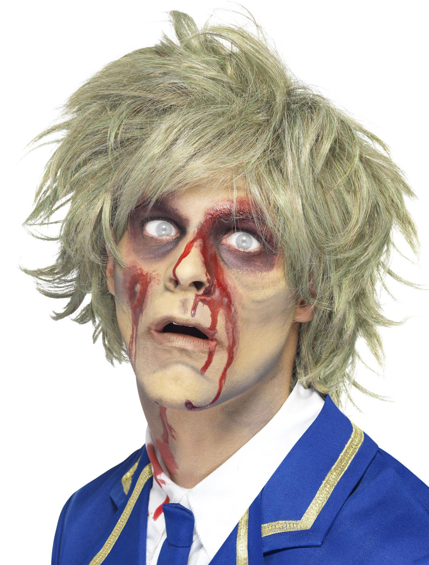 Perücke Zombie grün/grau