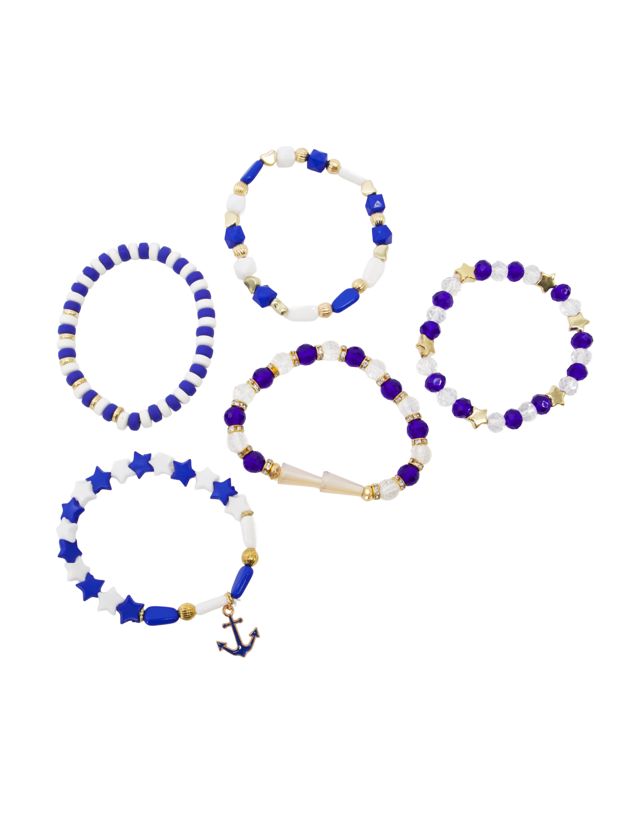 Armbandset Perlen Marine blau/weiß