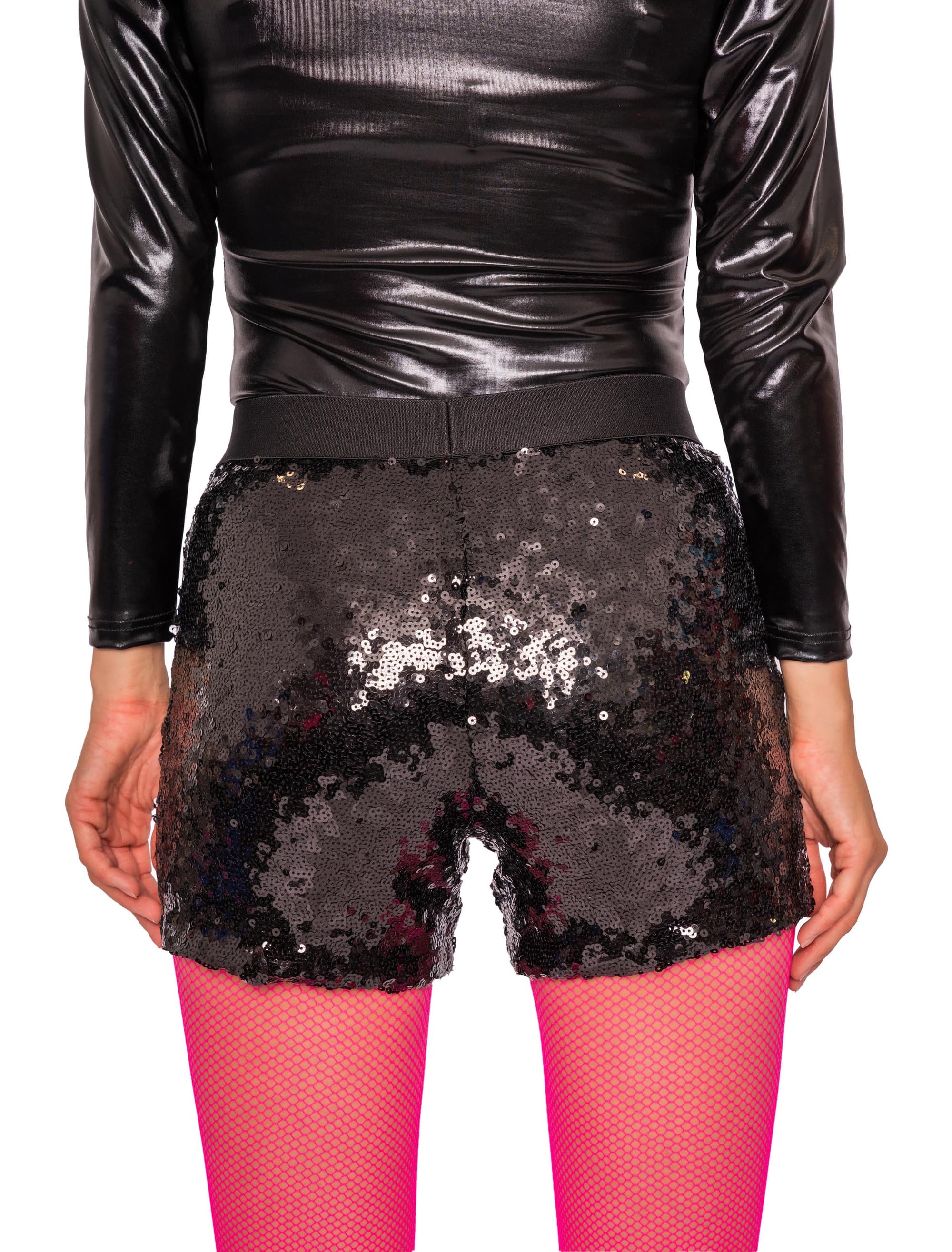 Shorts Pailletten Damen schwarz S/M