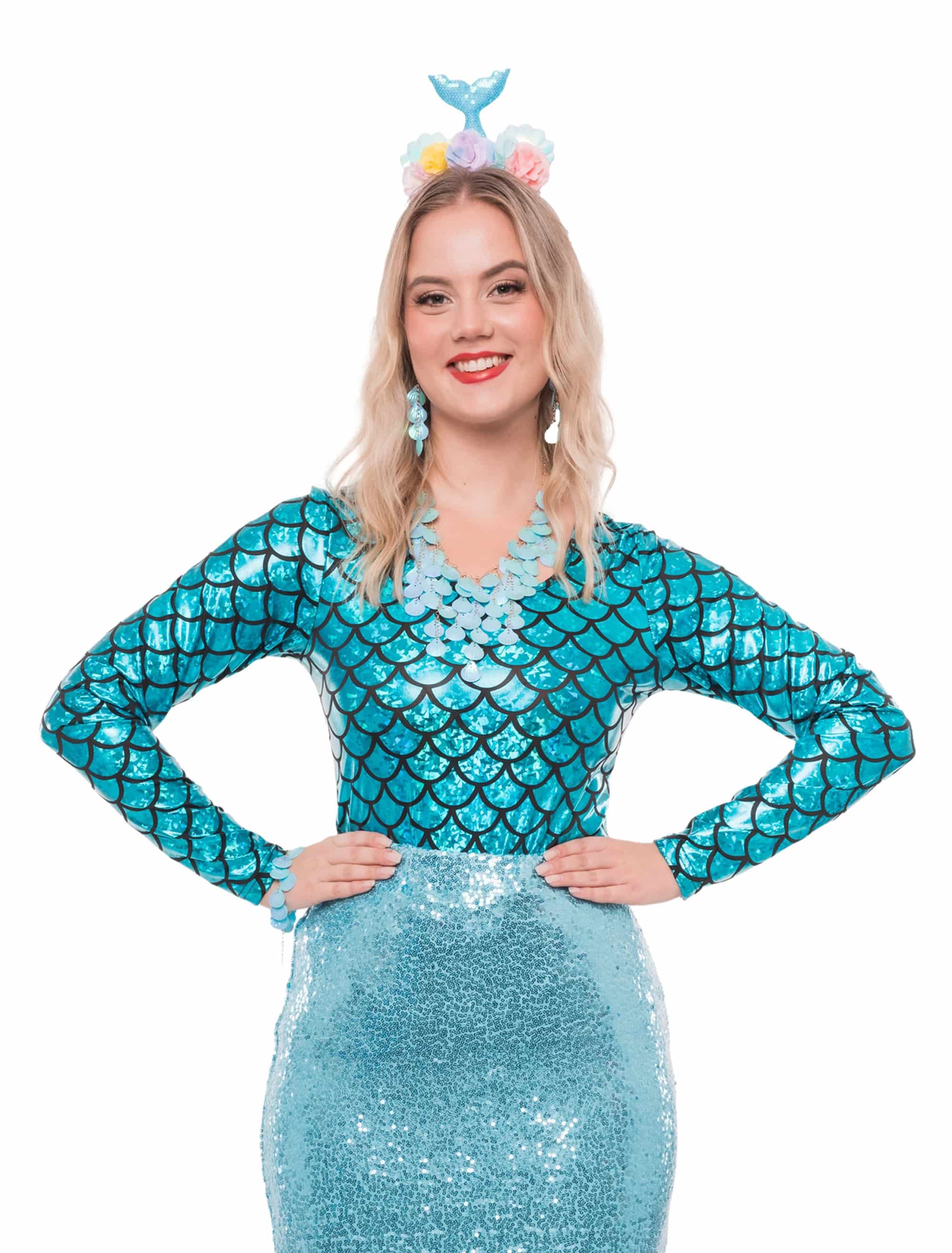 Body Meerjungfrau Metallic Damen blau S/M