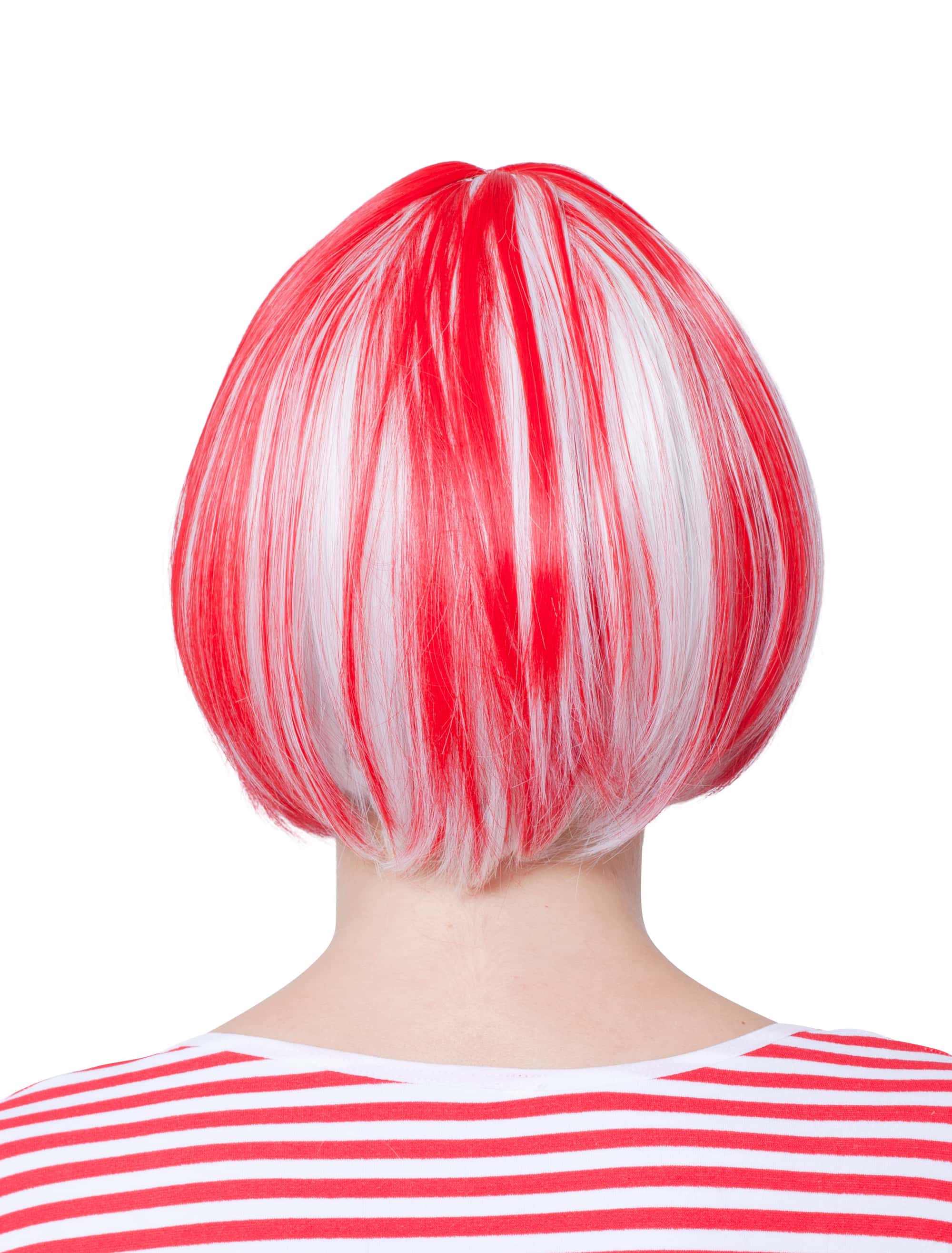 Perücke Pagenkopf rot/weiß one size