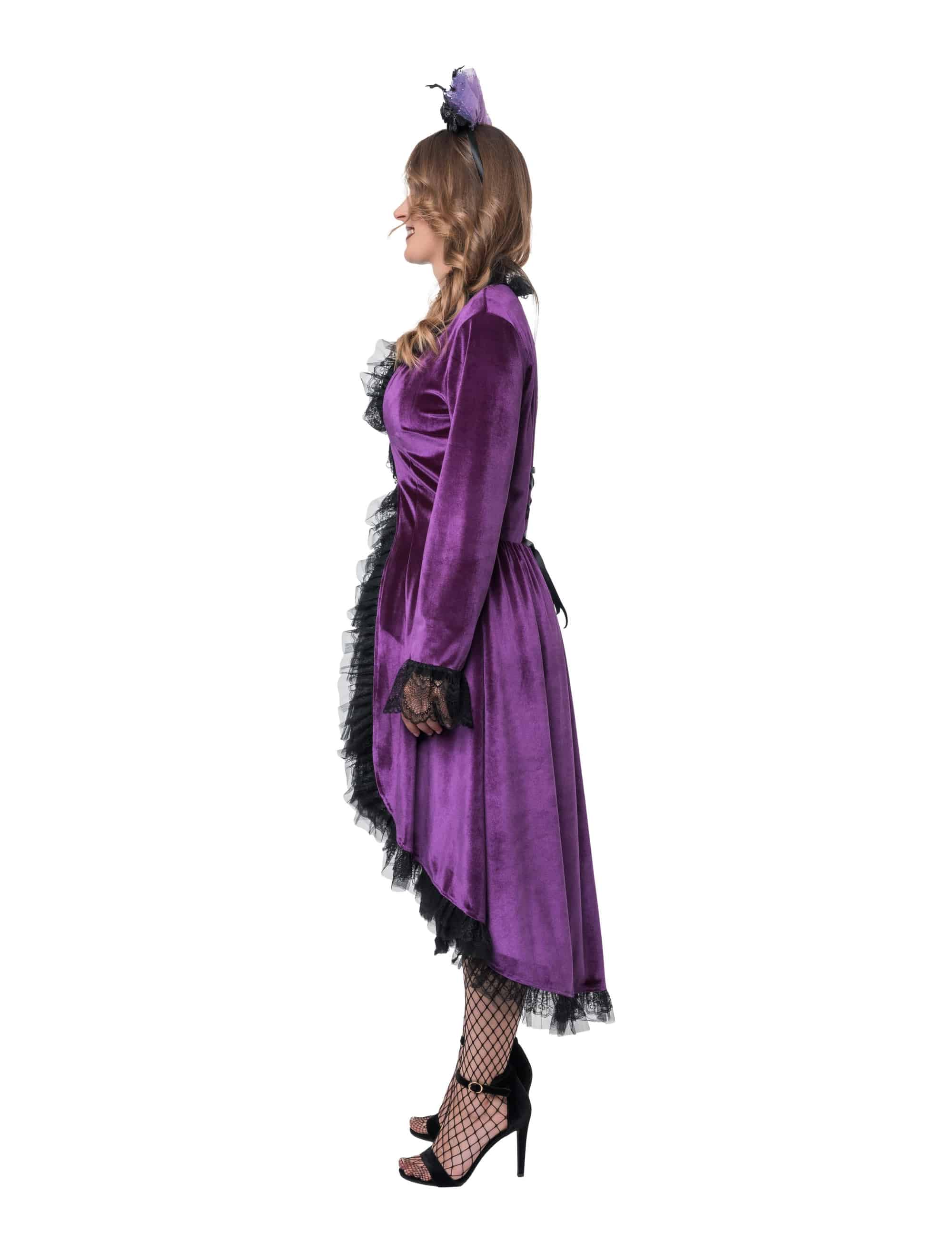 Mantel Samt mit Schnallen und Spitze Damen lila L/XL