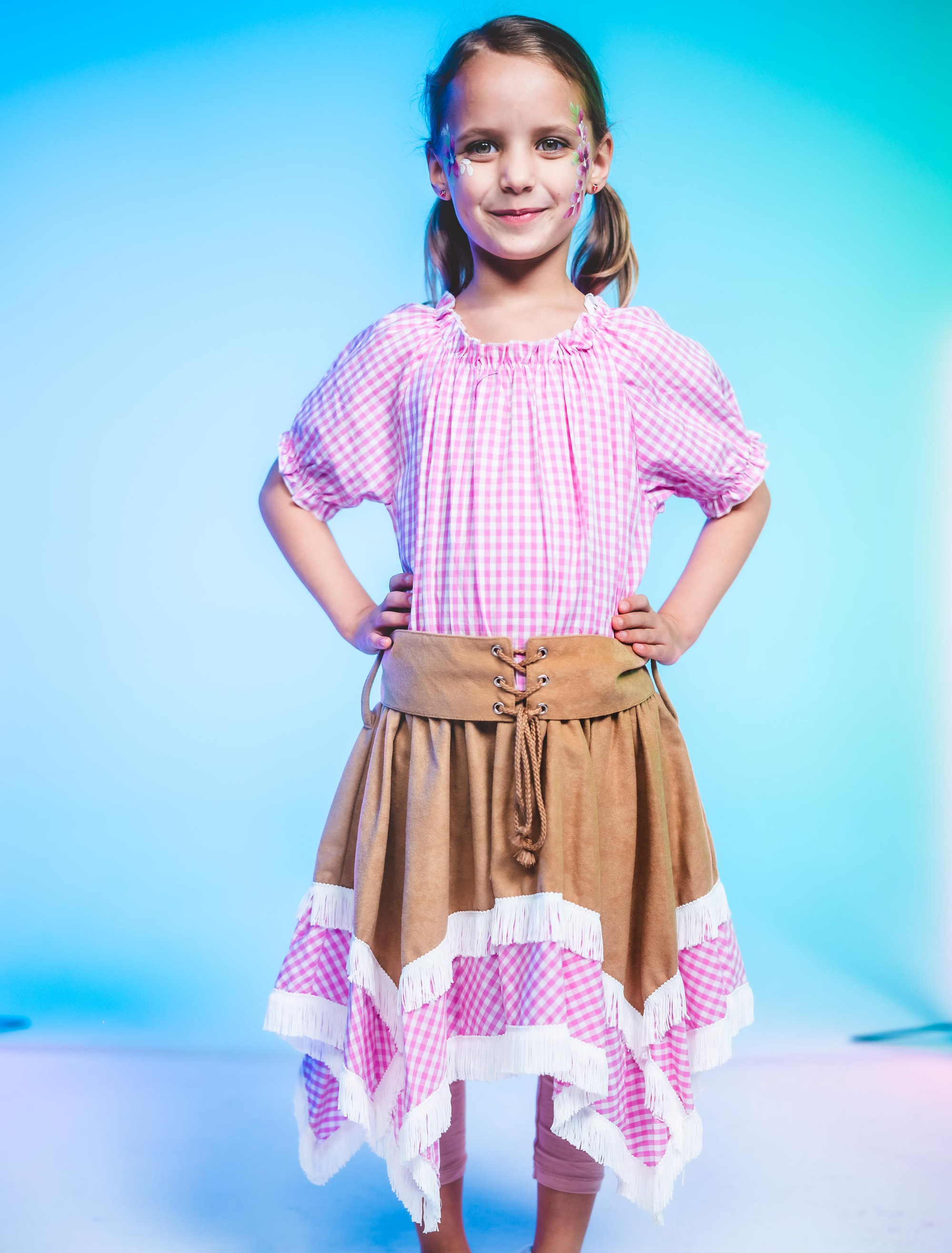 Kleid Cowgirl Kinder pink/weiß 128