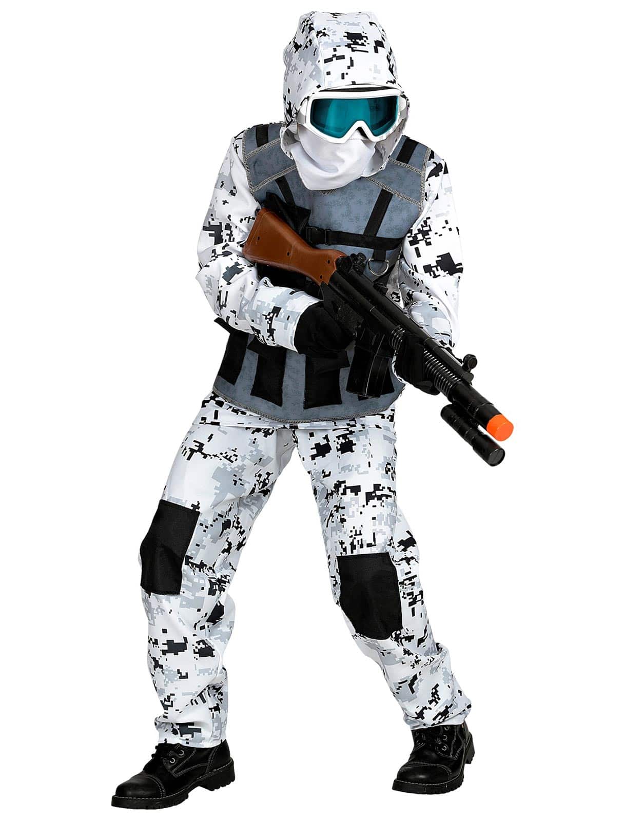 Kostüm Arctic Special Forces 3-tlg. Kinder weiß/schwarz 128