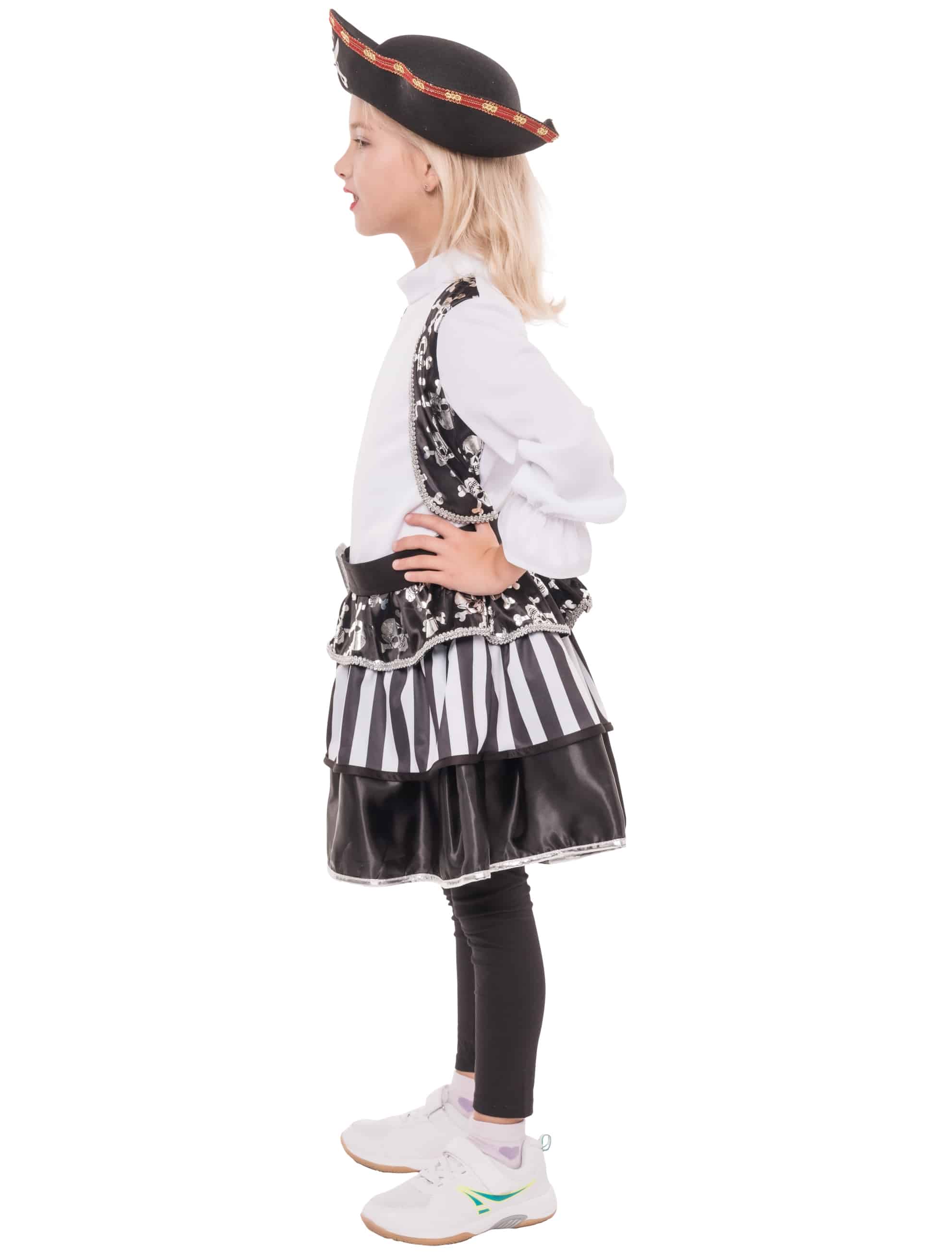Kostüm Piratin 2-tlg. Kinder schwarz/weiß 4-6 Jahre