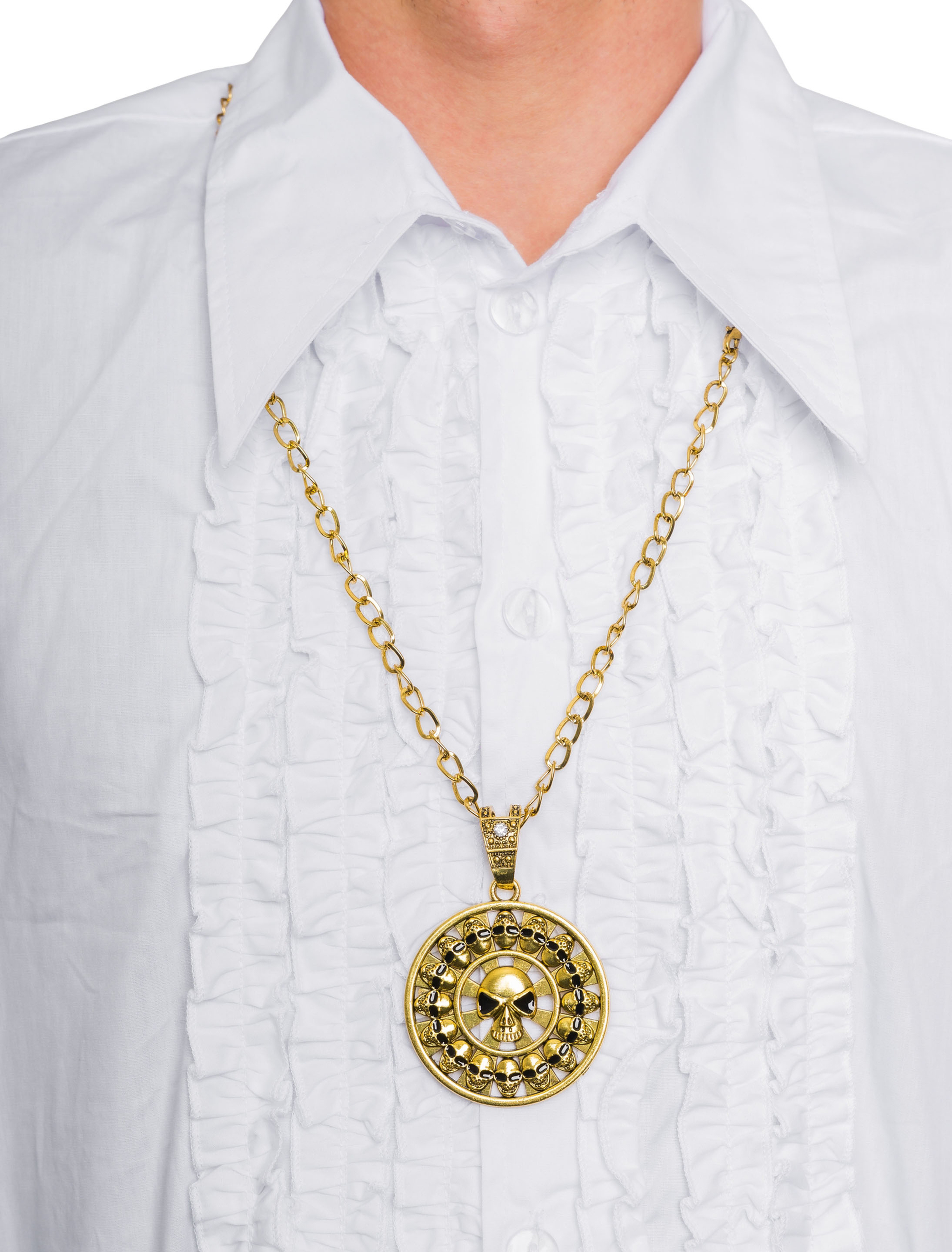 Halskette Piratenmedallion gold