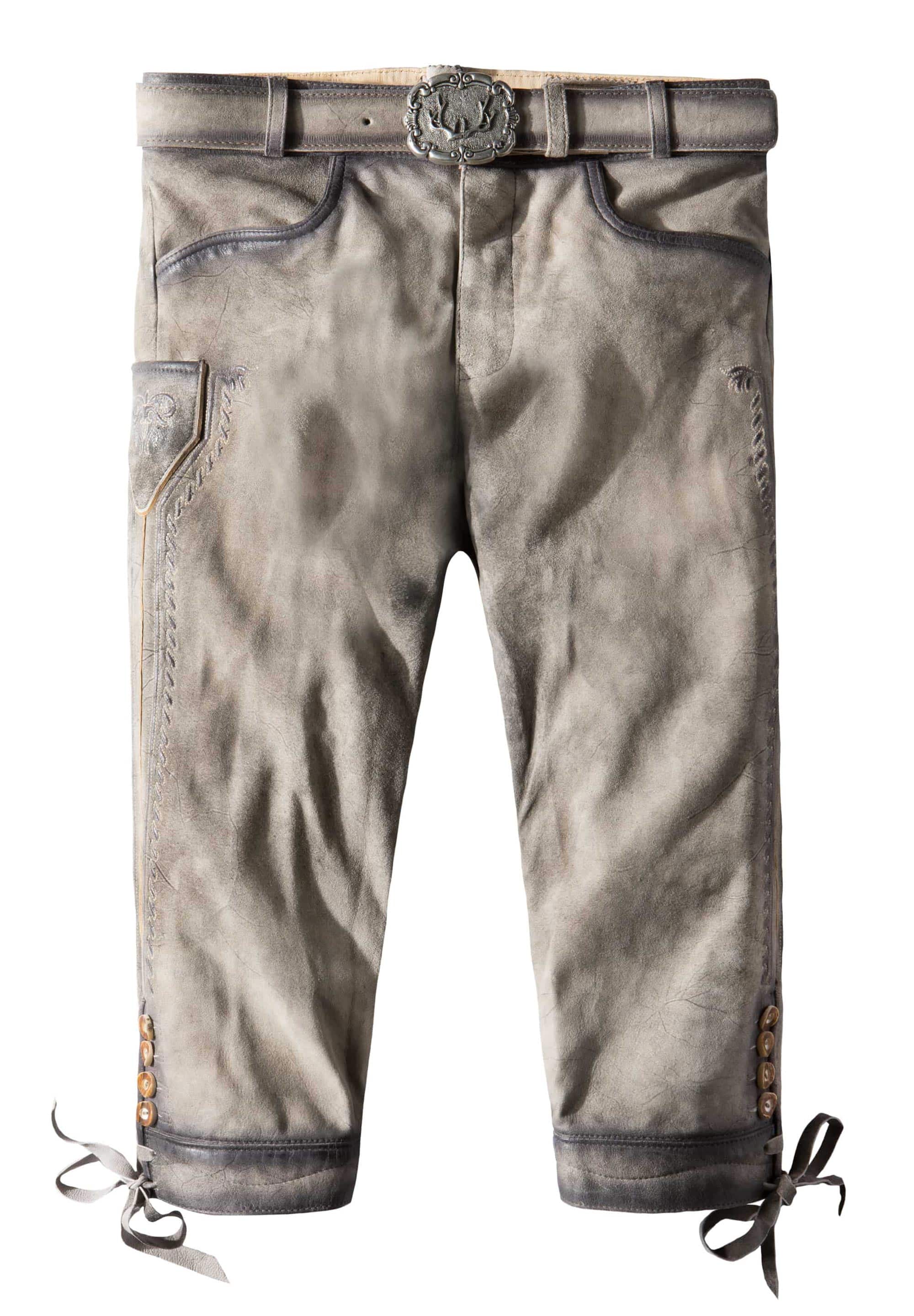 Lederhose Siegbert Herren grau 54