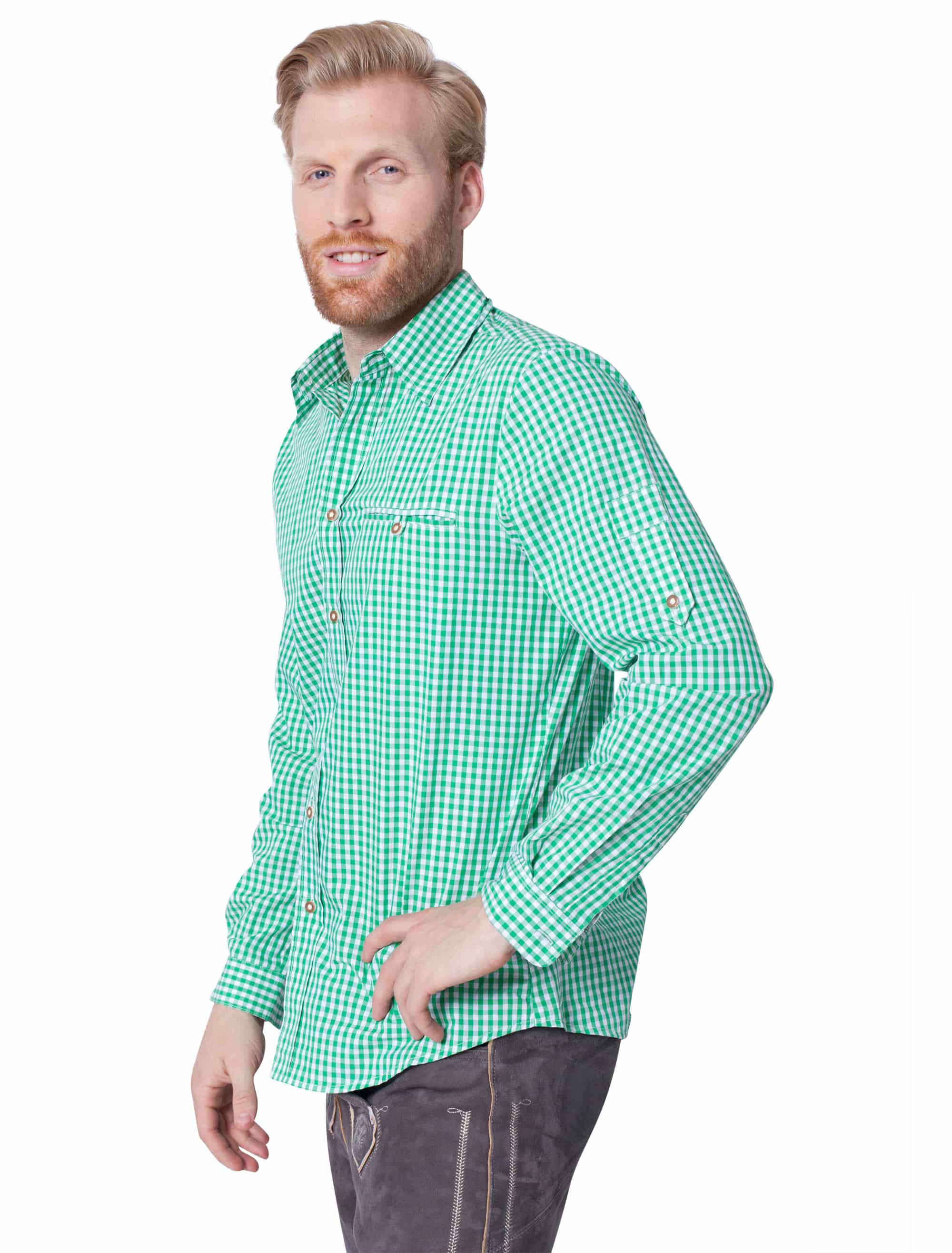 Trachtenhemd Herren grün/weiß 5XL
