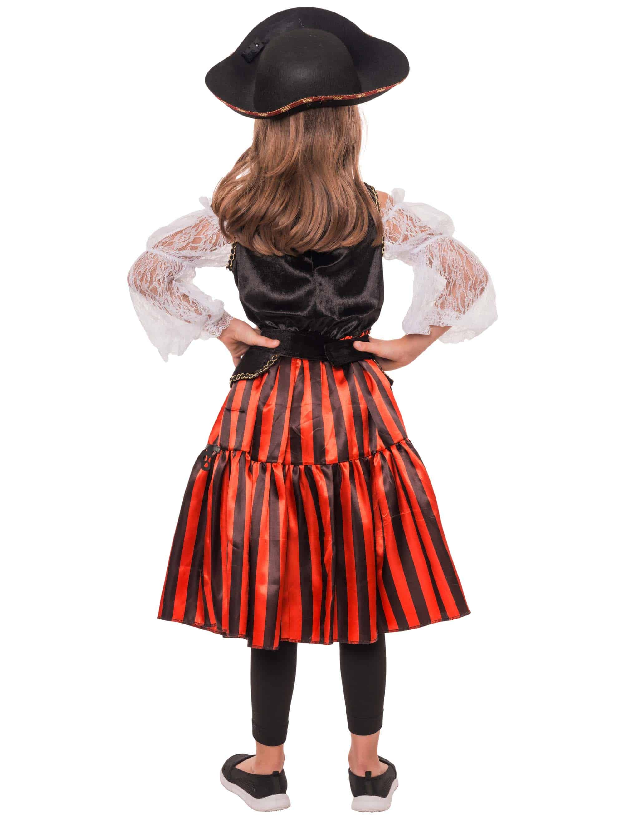 Kleid Piratin 2-tlg. Kinder schwarz/weiß/rot 4-6 Jahre