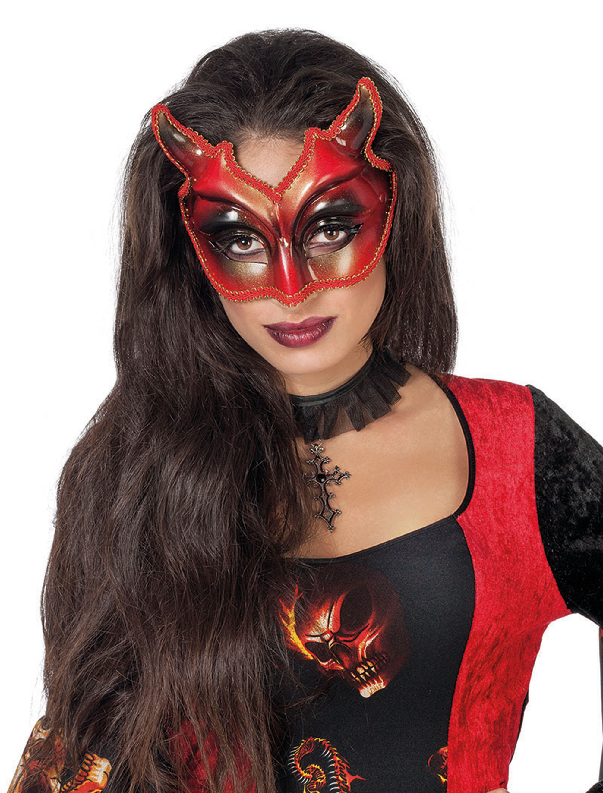 Halbmaske Teufel Damen