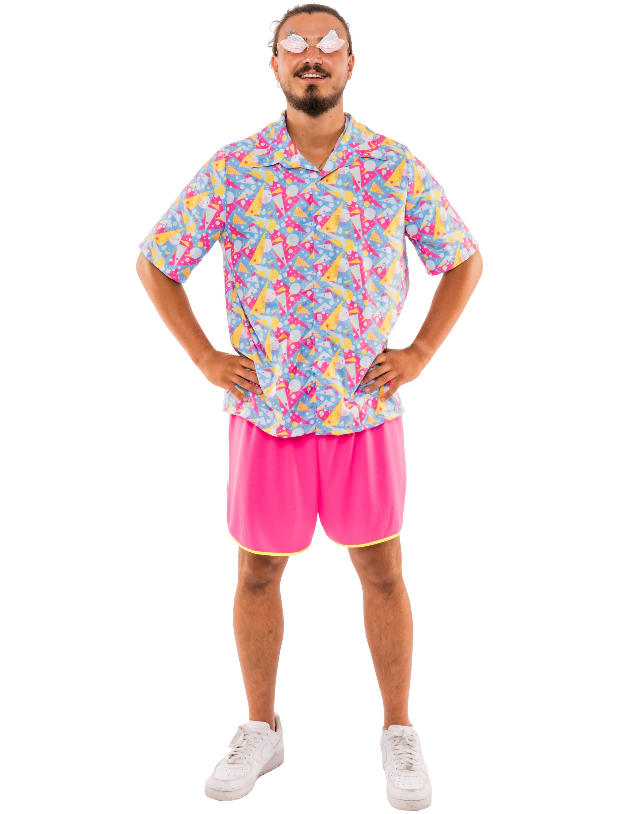 Hemd mit Print Dreiecke Herren hellblau M