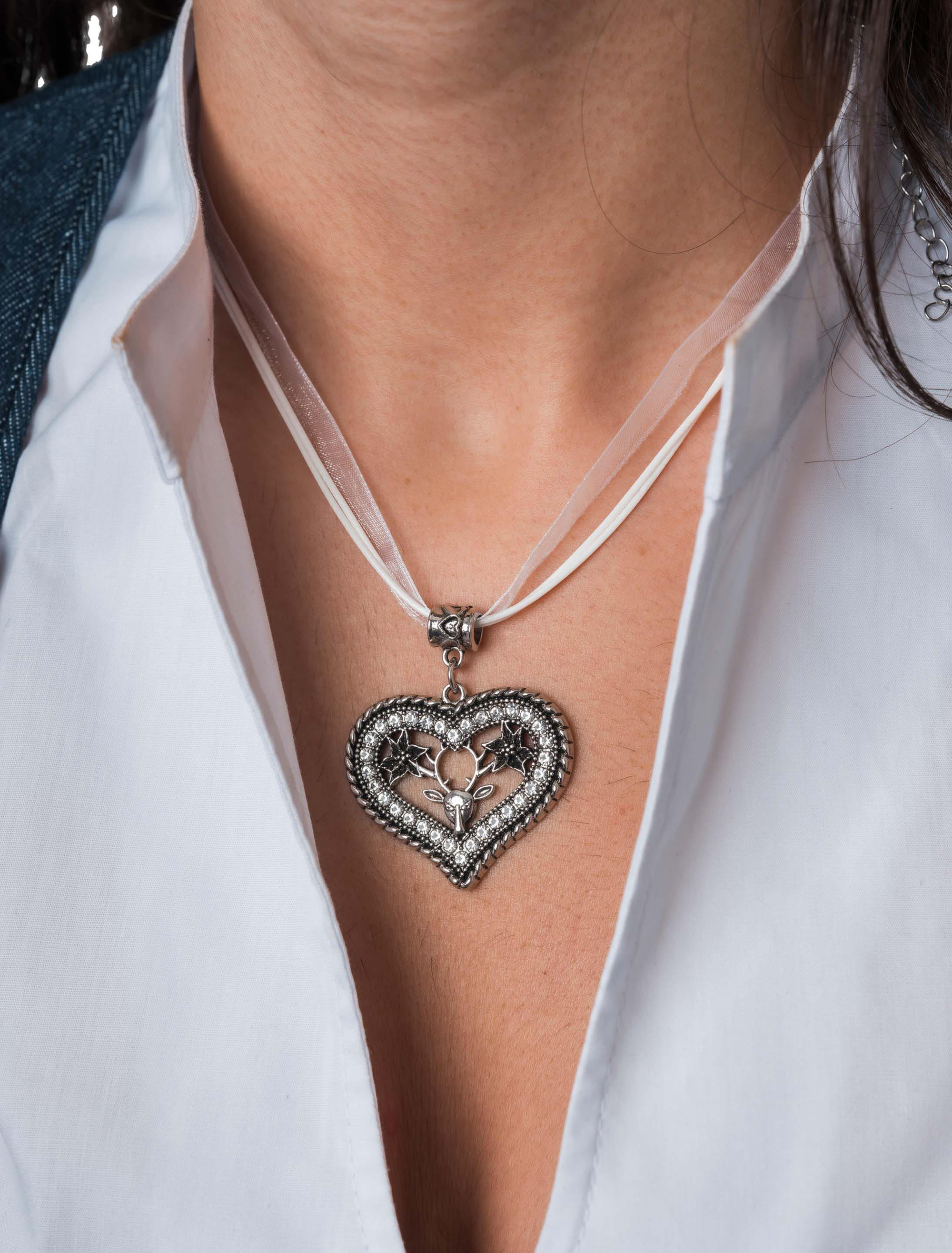 Choker Herz mit Strasssteinen weiß/silber