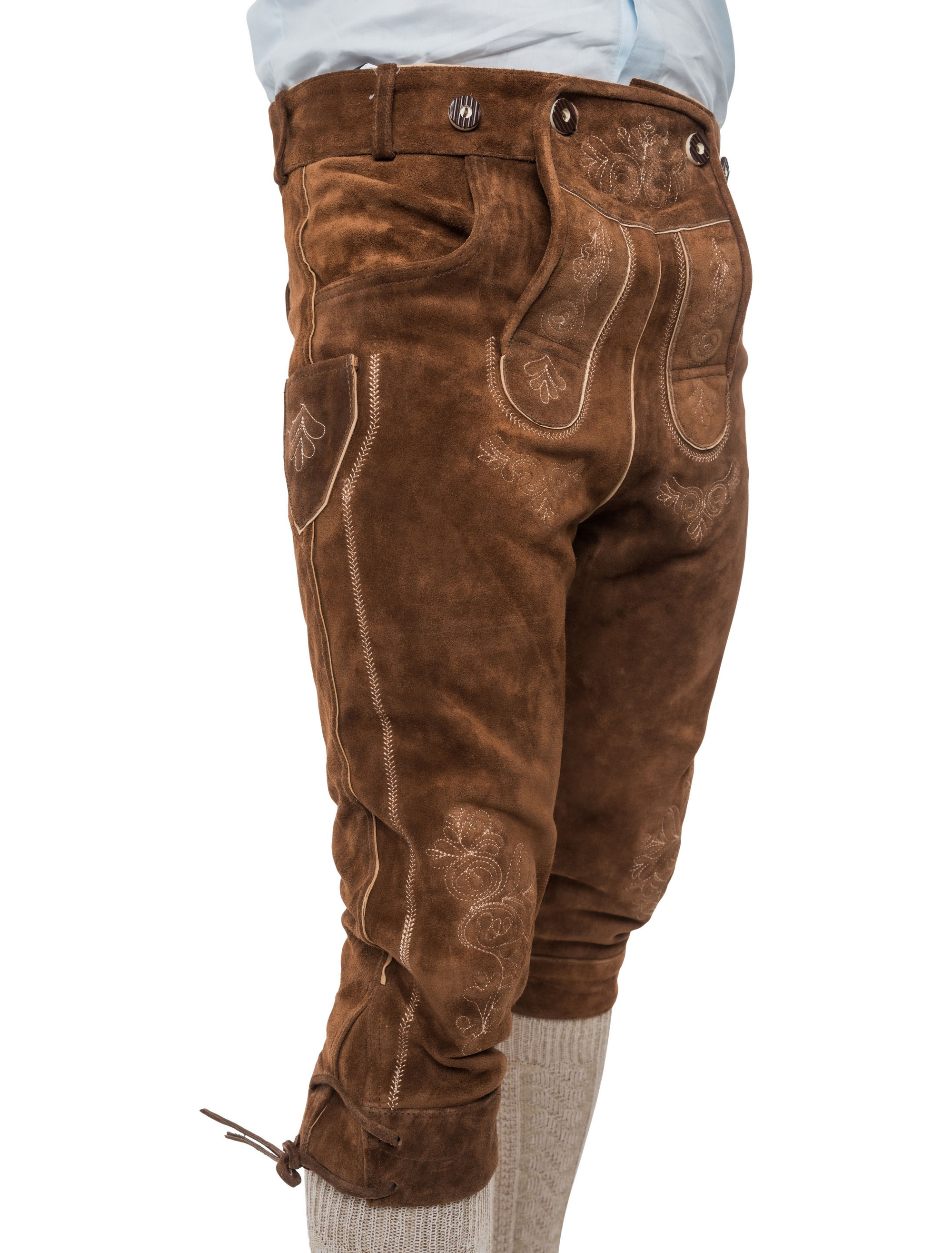 Lederhose Josef 3/4 lang Herren dunkelbraun L