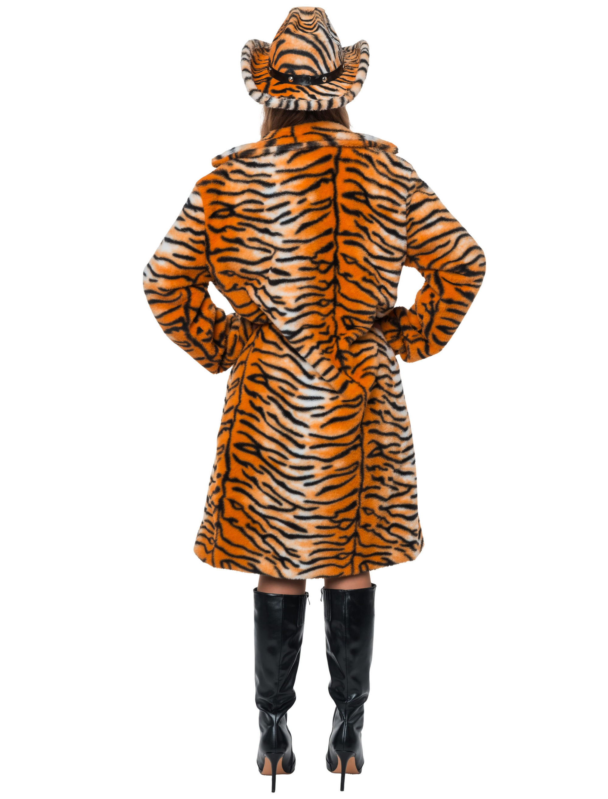 Mantel Kunstfell Tiger schwarz/braun M/L
