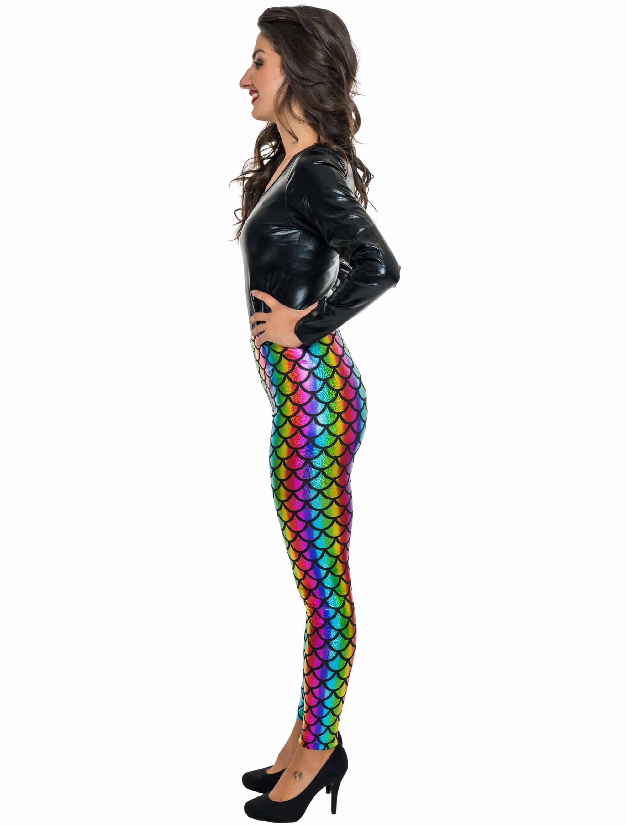 Leggings Meerjungfrau Metallic Damen bunt L/XL