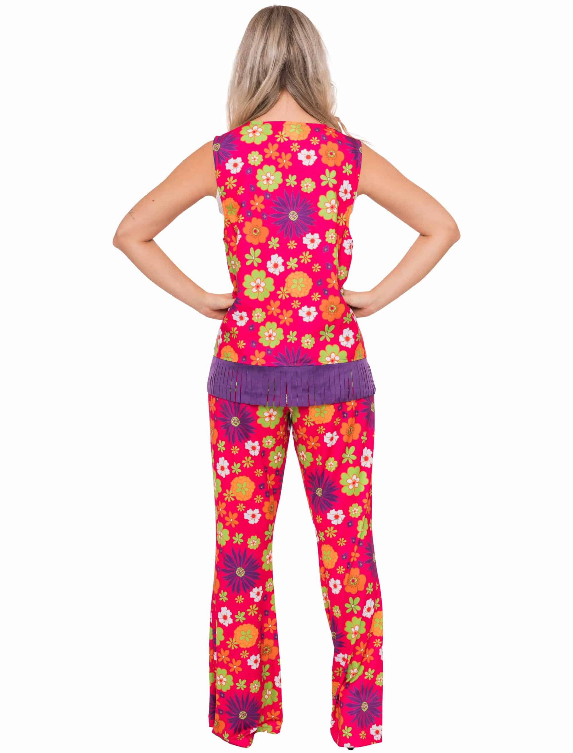 Kostüm Hippie 2-tlg. Blumen pink/lila L/XL