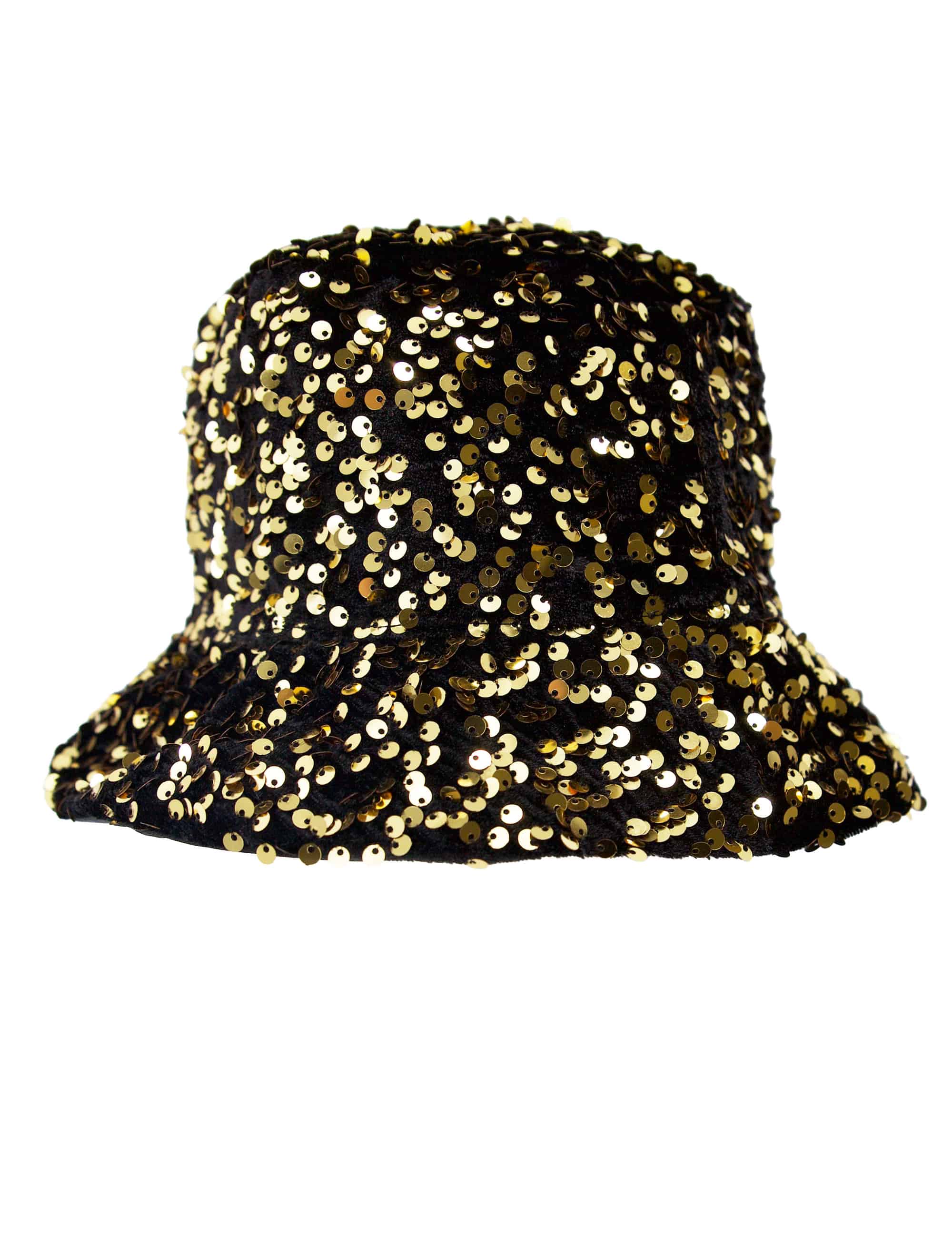 Fischerhut mit Pailletten wendbar schwarz/gold one size