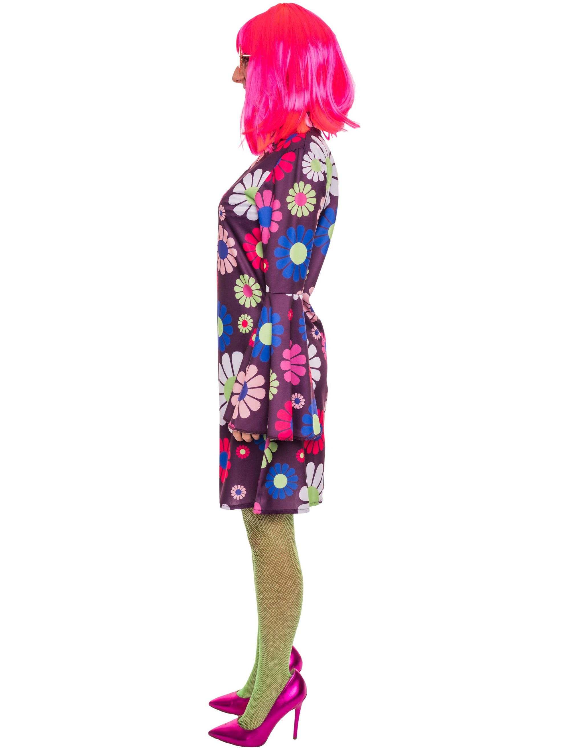 Kleid Flower Power Floral Damen lila XL