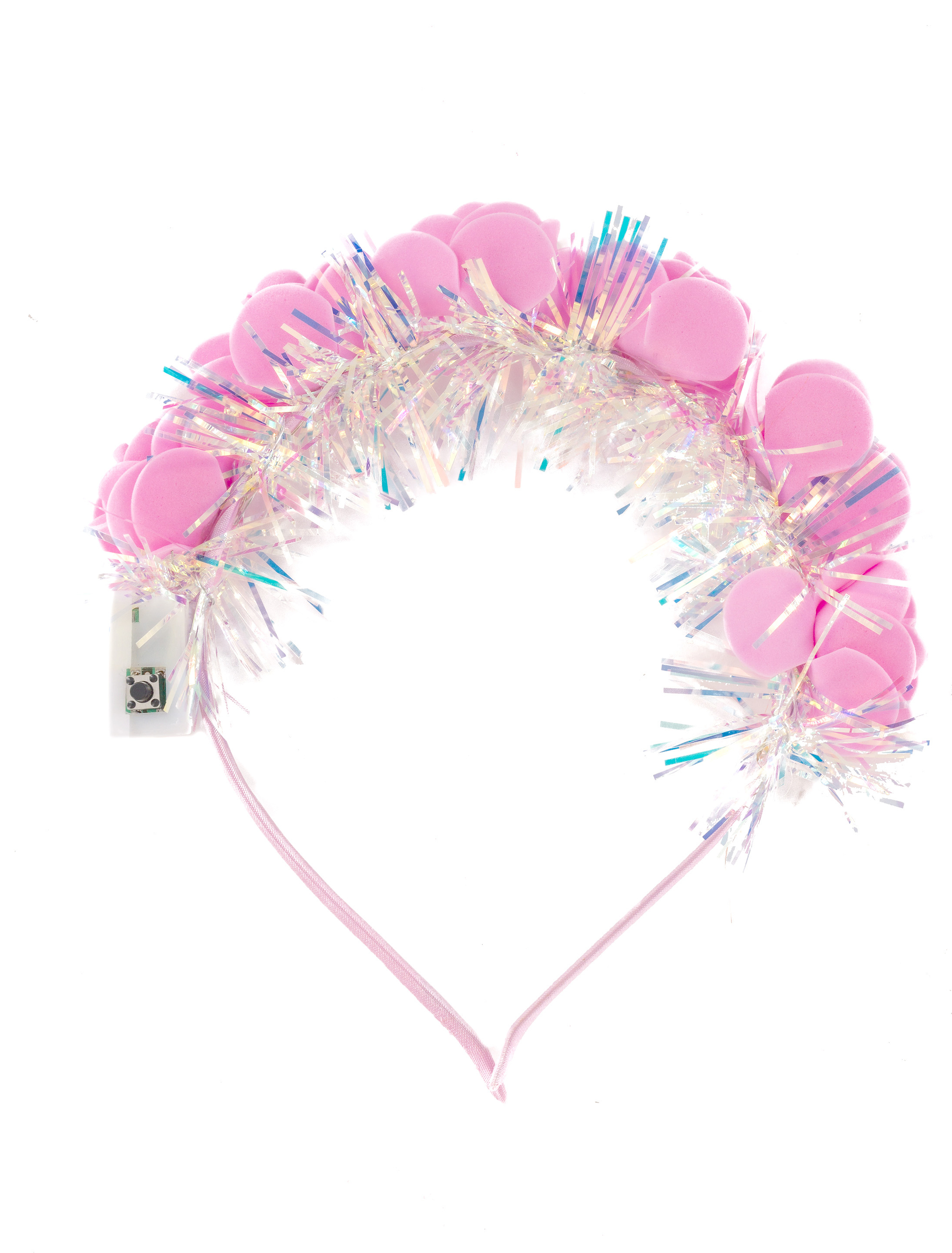 Haarreif Rosen und Lametta mit LED rosa