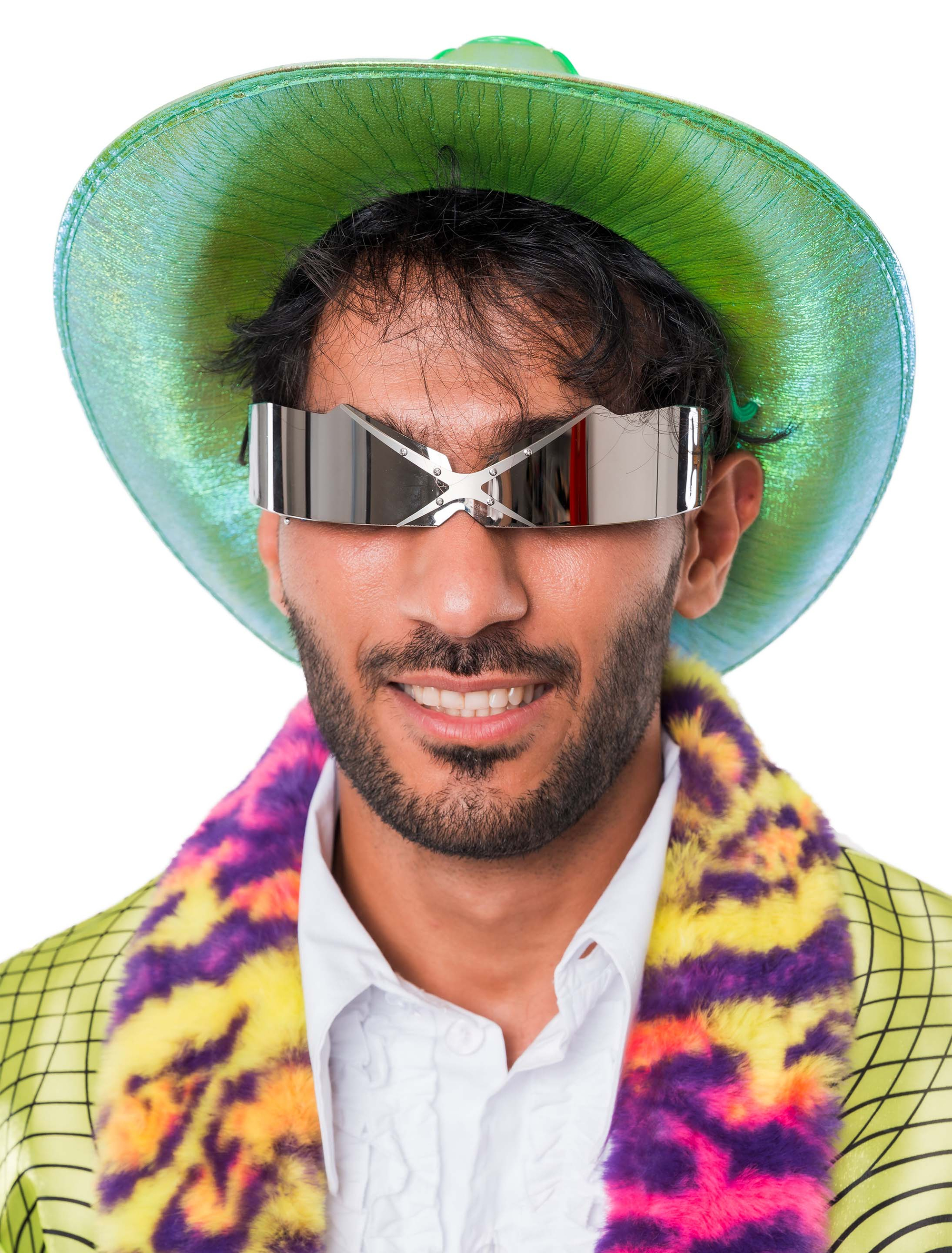 Brille futuristisch mit Spiegelglas schwarz/silber
