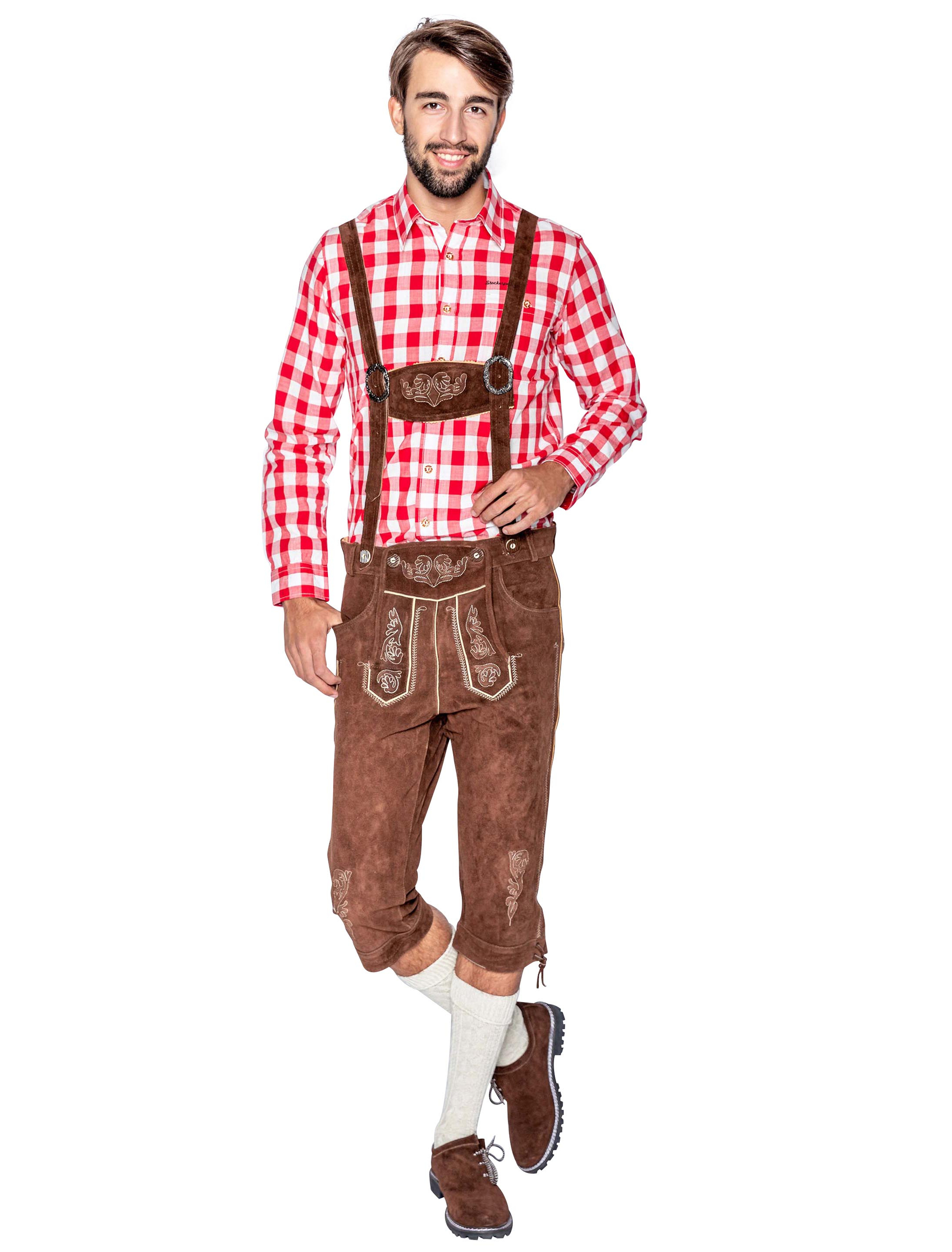 Lederhose Josef 3/4 lang Herren dunkelbraun L
