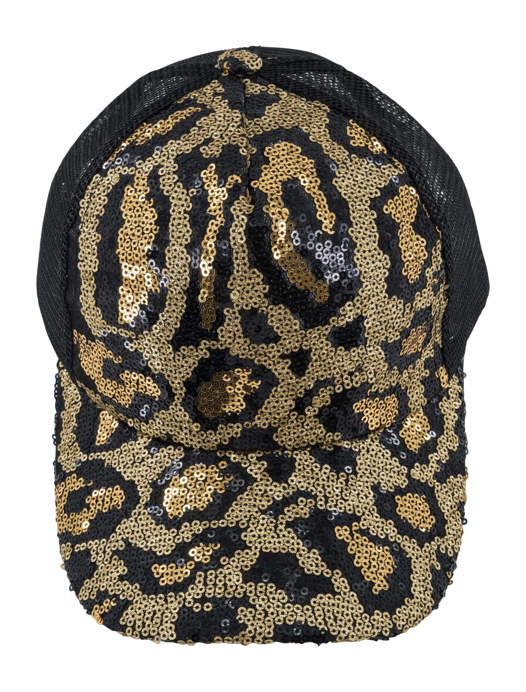 Baseballcap Pailletten Leopard schwarz/gold one size